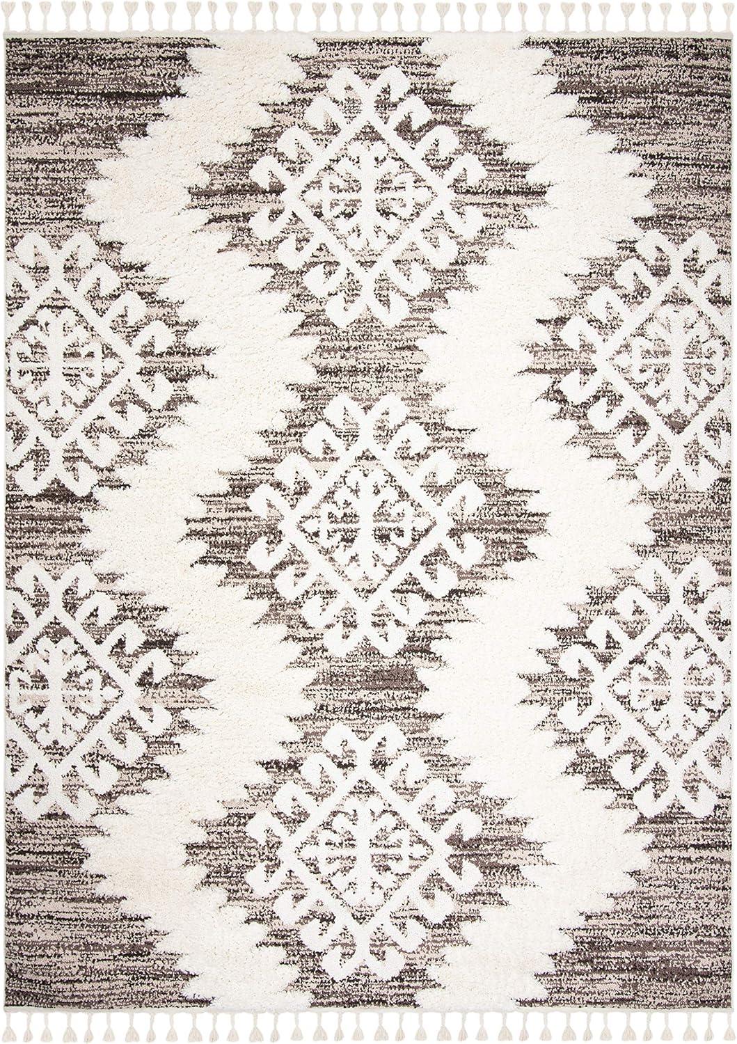 image:imageSAFAVIEH Area Rug 8x10 Moroccan Tassel Shag Collection Large Ivory amp Brown Boho Design NonShedding amp Easy Cleaning Plush Pile Ideal for Living Room Bedroom Dining Space MTS652AIvoryBrown