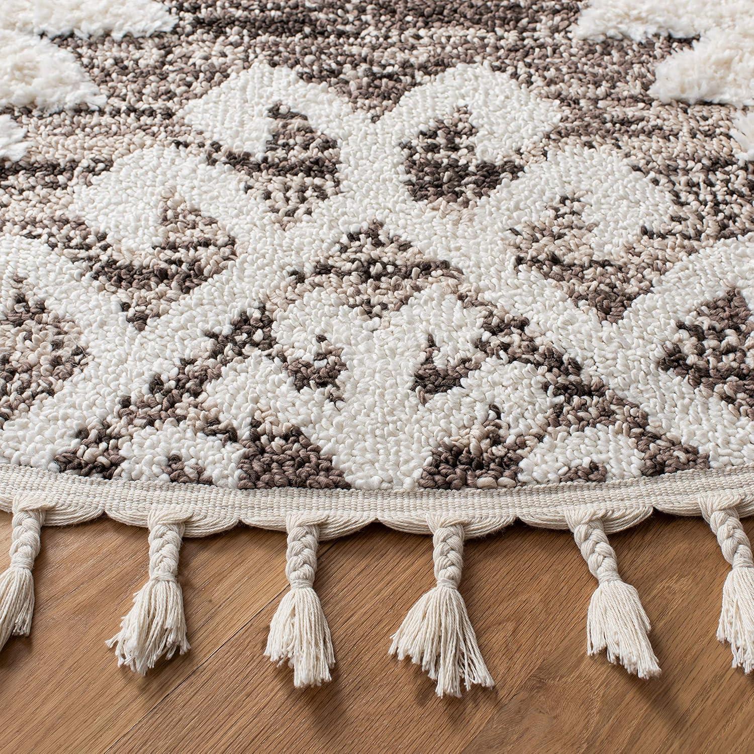 image:imageSAFAVIEH Area Rug 8x10 Moroccan Tassel Shag Collection Large Ivory amp Brown Boho Design NonShedding amp Easy Cleaning Plush Pile Ideal for Living Room Bedroom Dining Space MTS652AIvoryBrown