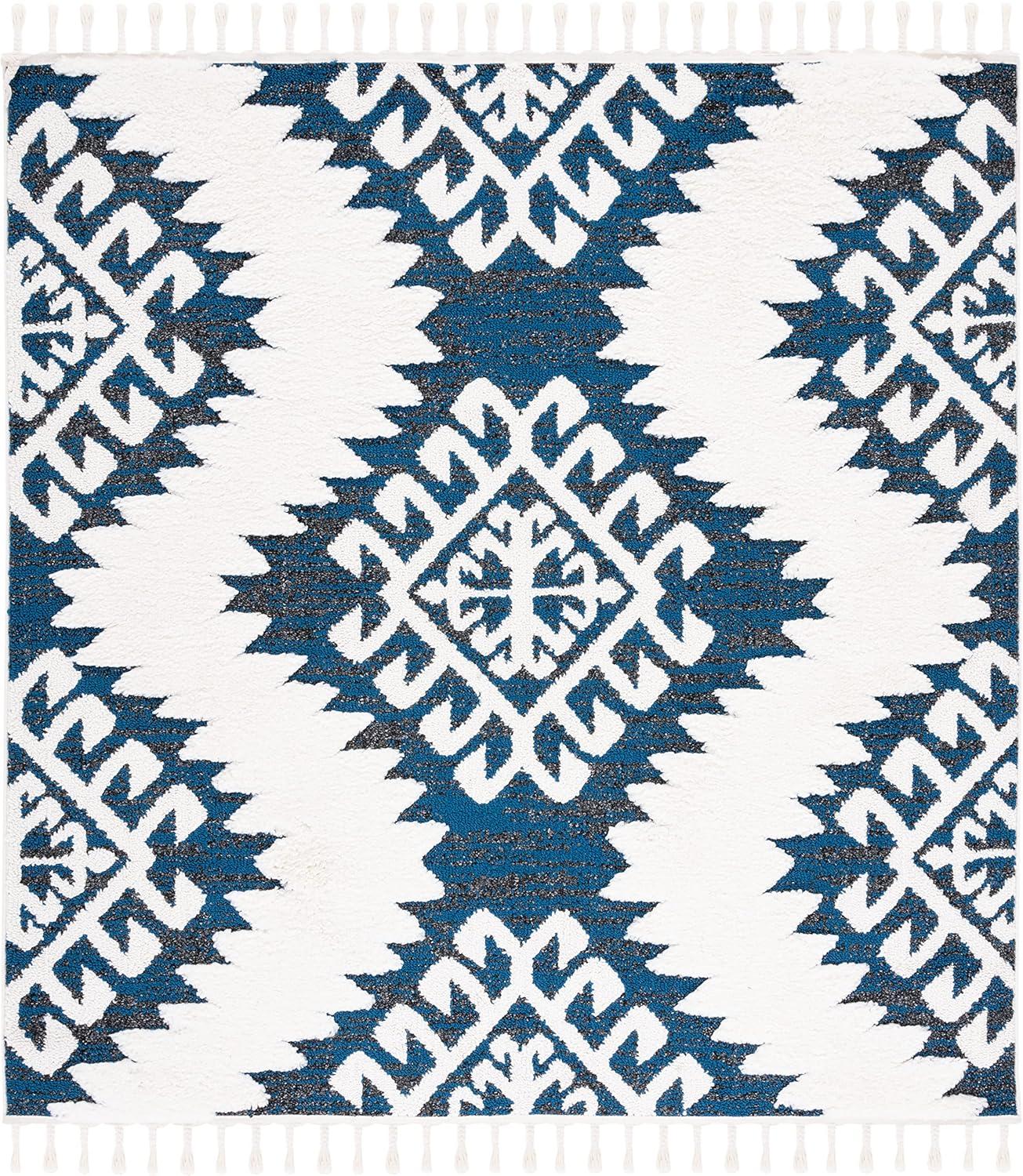 image:imageSAFAVIEH Area Rug 8x10 Moroccan Tassel Shag Collection Large Ivory amp Brown Boho Design NonShedding amp Easy Cleaning Plush Pile Ideal for Living Room Bedroom Dining Space MTS652ANavyIvory