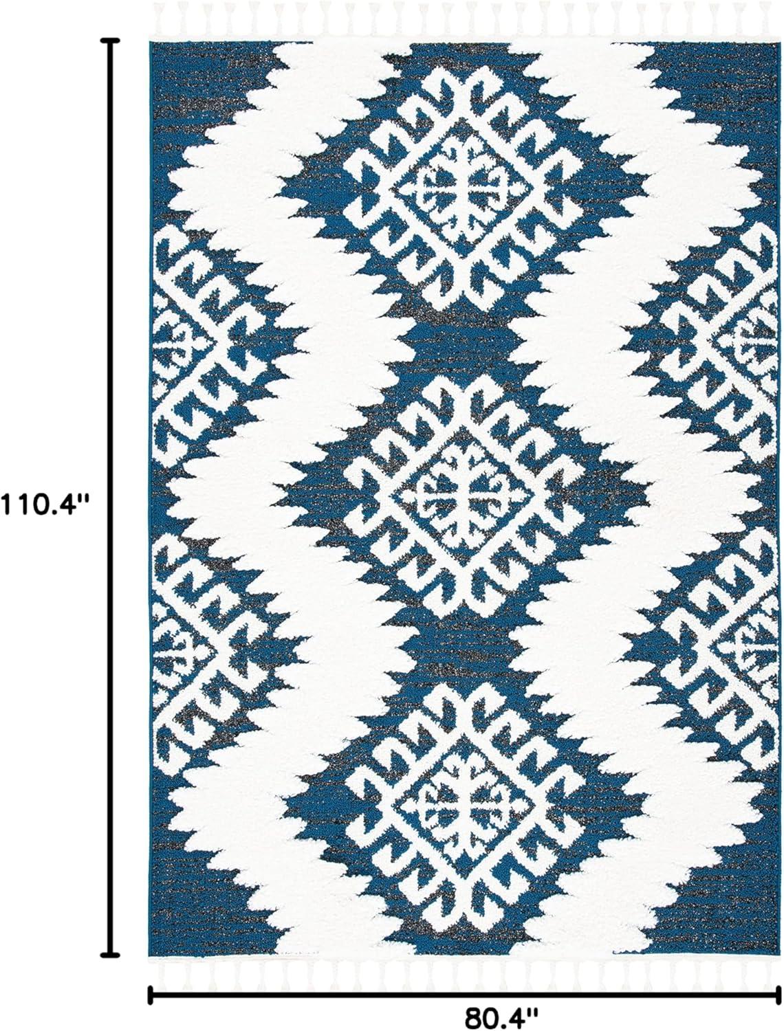 image:imageSAFAVIEH Area Rug 8x10 Moroccan Tassel Shag Collection Large Ivory amp Brown Boho Design NonShedding amp Easy Cleaning Plush Pile Ideal for Living Room Bedroom Dining Space MTS652ANavyIvory