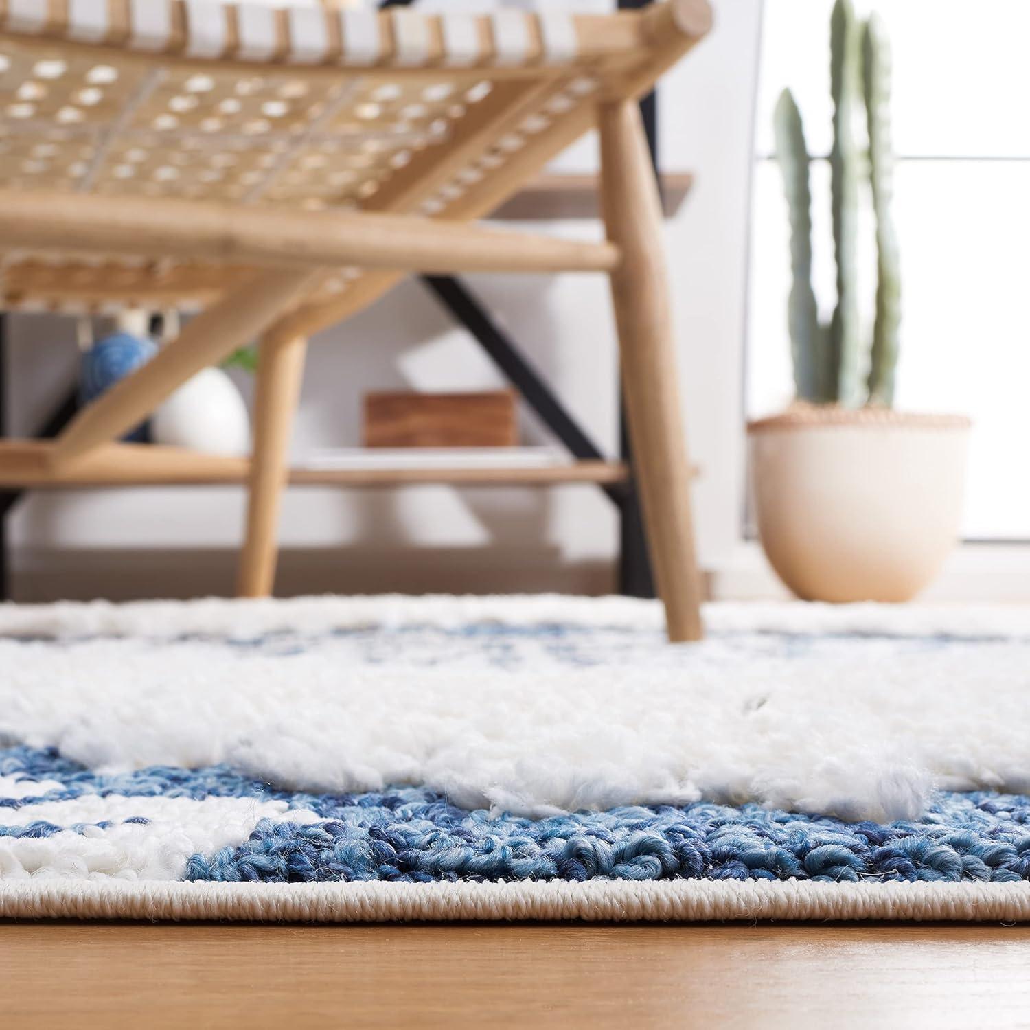 image:imageSAFAVIEH Area Rug 8x10 Moroccan Tassel Shag Collection Large Ivory amp Brown Boho Design NonShedding amp Easy Cleaning Plush Pile Ideal for Living Room Bedroom Dining Space MTS652ABlueIvory