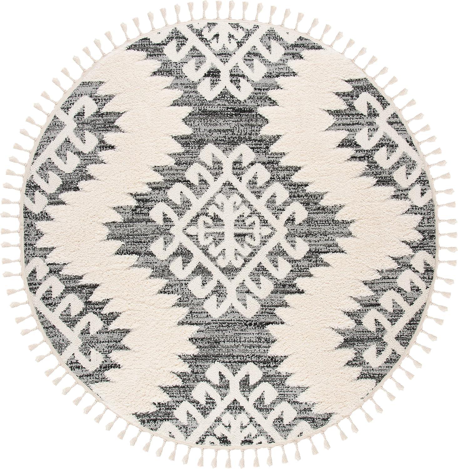 image:imageSAFAVIEH Area Rug 8x10 Moroccan Tassel Shag Collection Large Ivory amp Brown Boho Design NonShedding amp Easy Cleaning Plush Pile Ideal for Living Room Bedroom Dining Space MTS652AIvoryGrey