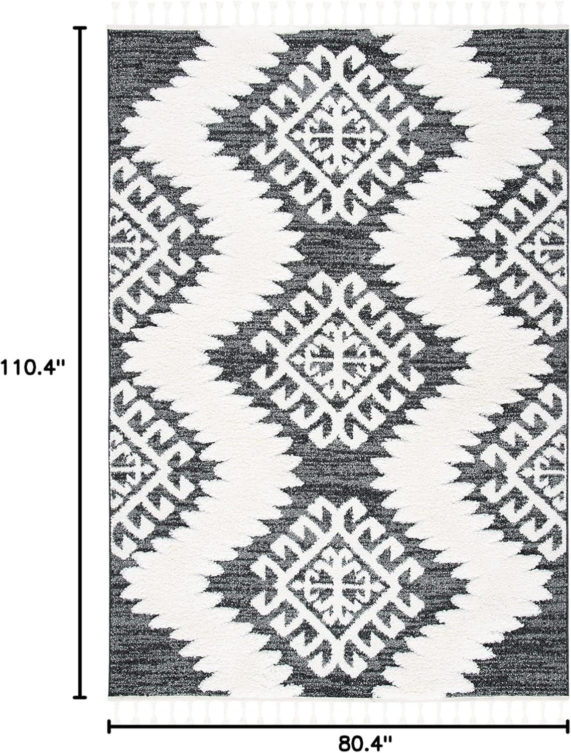image:imageSAFAVIEH Area Rug 8x10 Moroccan Tassel Shag Collection Large Ivory amp Brown Boho Design NonShedding amp Easy Cleaning Plush Pile Ideal for Living Room Bedroom Dining Space MTS652ADark GreyIvory