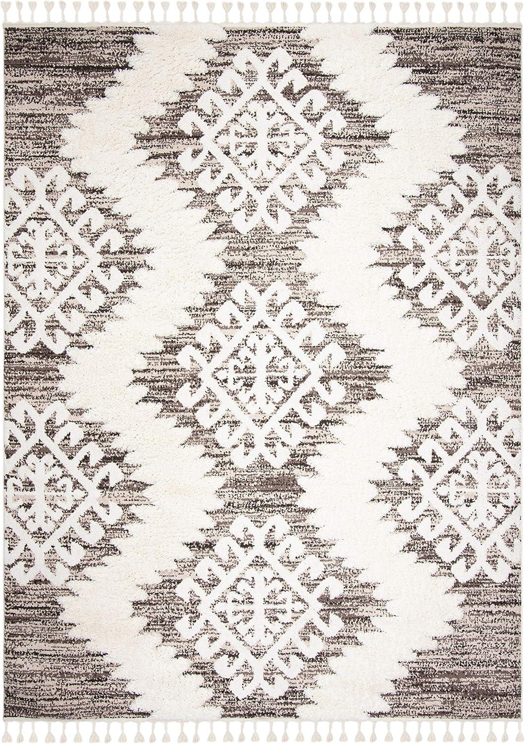 image:imageSAFAVIEH Area Rug 8x10 Moroccan Tassel Shag Collection Large Ivory amp Brown Boho Design NonShedding amp Easy Cleaning Plush Pile Ideal for Living Room Bedroom Dining Space MTS652AIvoryBrown