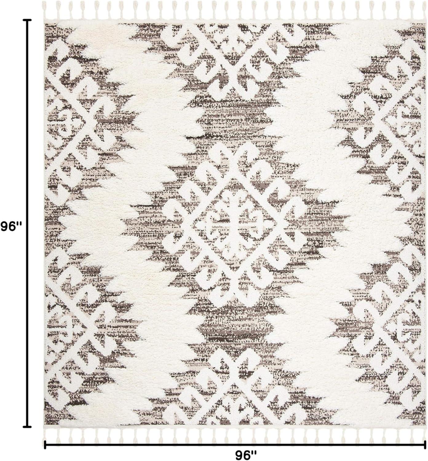 image:imageSAFAVIEH Area Rug 8x10 Moroccan Tassel Shag Collection Large Ivory amp Brown Boho Design NonShedding amp Easy Cleaning Plush Pile Ideal for Living Room Bedroom Dining Space MTS652AIvoryBrown