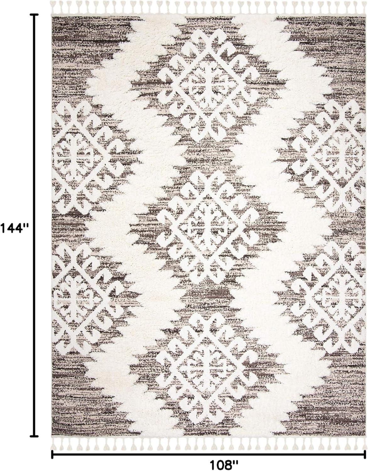 image:imageSAFAVIEH Area Rug 8x10 Moroccan Tassel Shag Collection Large Ivory amp Brown Boho Design NonShedding amp Easy Cleaning Plush Pile Ideal for Living Room Bedroom Dining Space MTS652AIvoryBrown