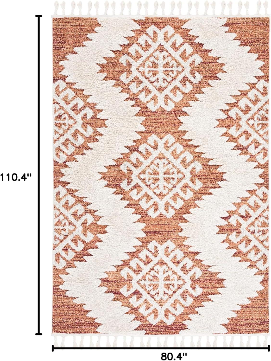 image:imageSAFAVIEH Area Rug 8x10 Moroccan Tassel Shag Collection Large Ivory amp Brown Boho Design NonShedding amp Easy Cleaning Plush Pile Ideal for Living Room Bedroom Dining Space MTS652AOrangeIvory