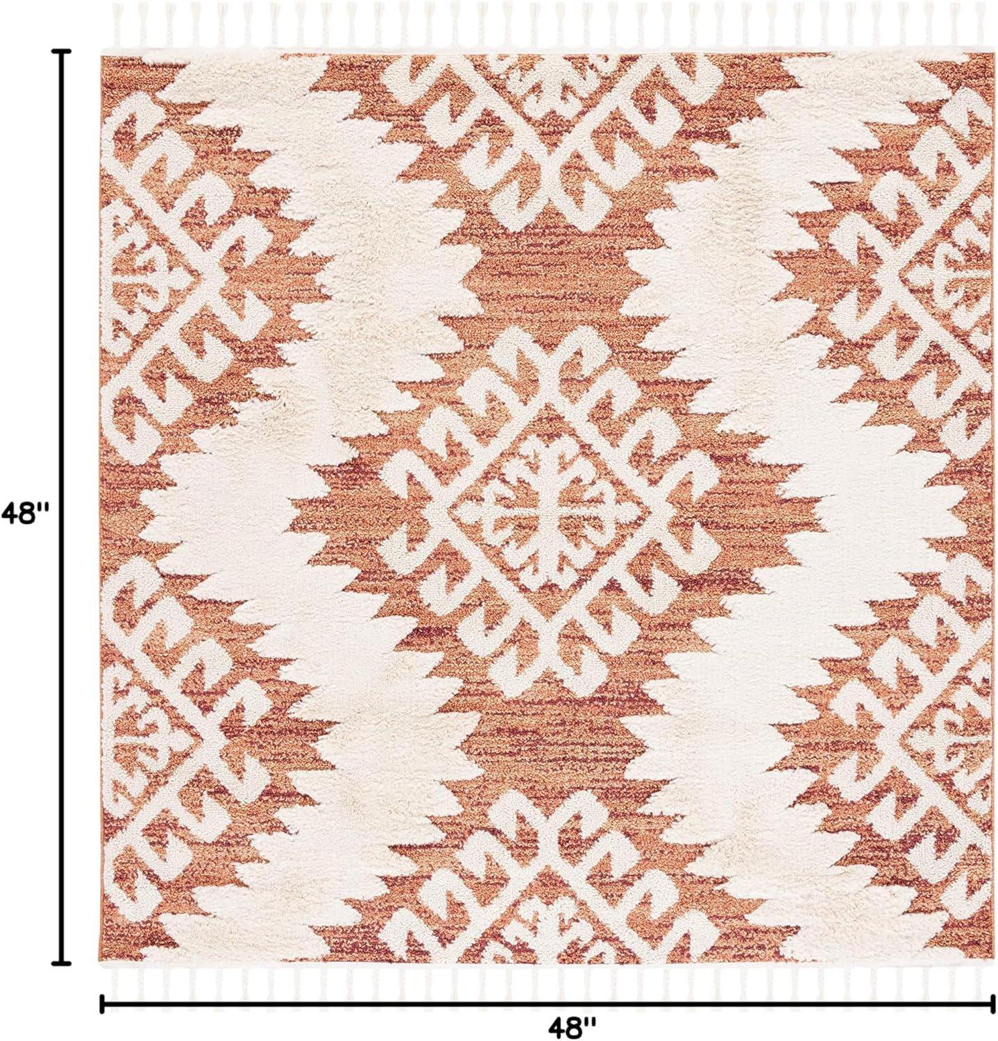 image:imageSAFAVIEH Area Rug 8x10 Moroccan Tassel Shag Collection Large Ivory amp Brown Boho Design NonShedding amp Easy Cleaning Plush Pile Ideal for Living Room Bedroom Dining Space MTS652AOrangeIvory