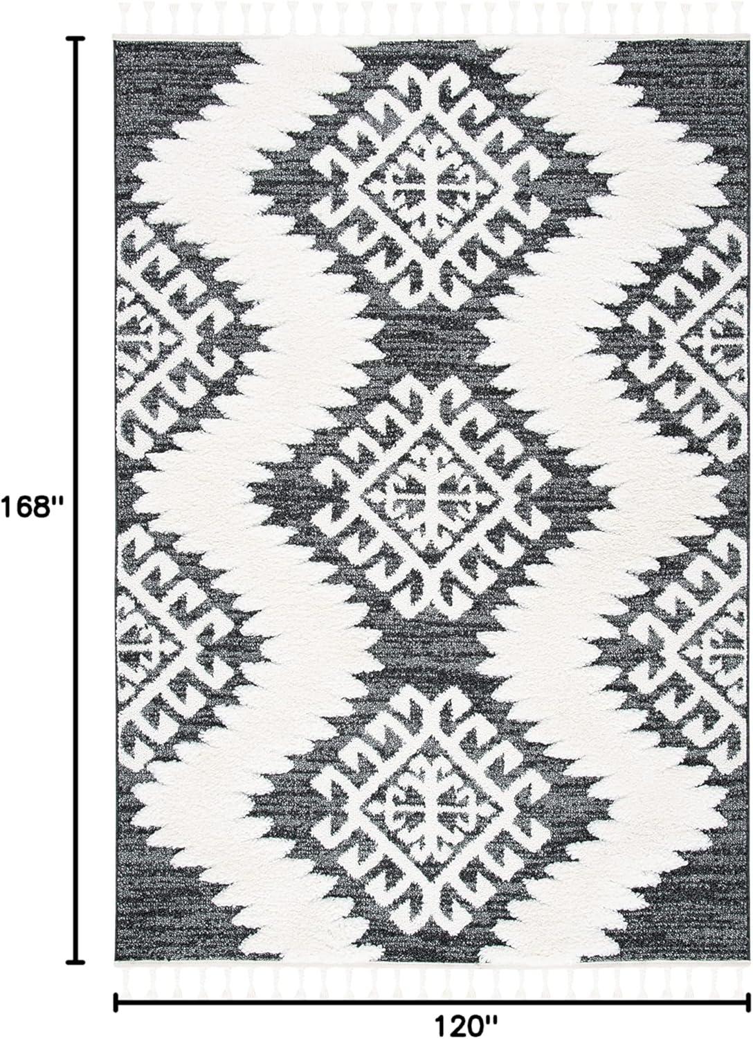 image:imageSAFAVIEH Area Rug 8x10 Moroccan Tassel Shag Collection Large Ivory amp Brown Boho Design NonShedding amp Easy Cleaning Plush Pile Ideal for Living Room Bedroom Dining Space MTS652ADark GreyIvory