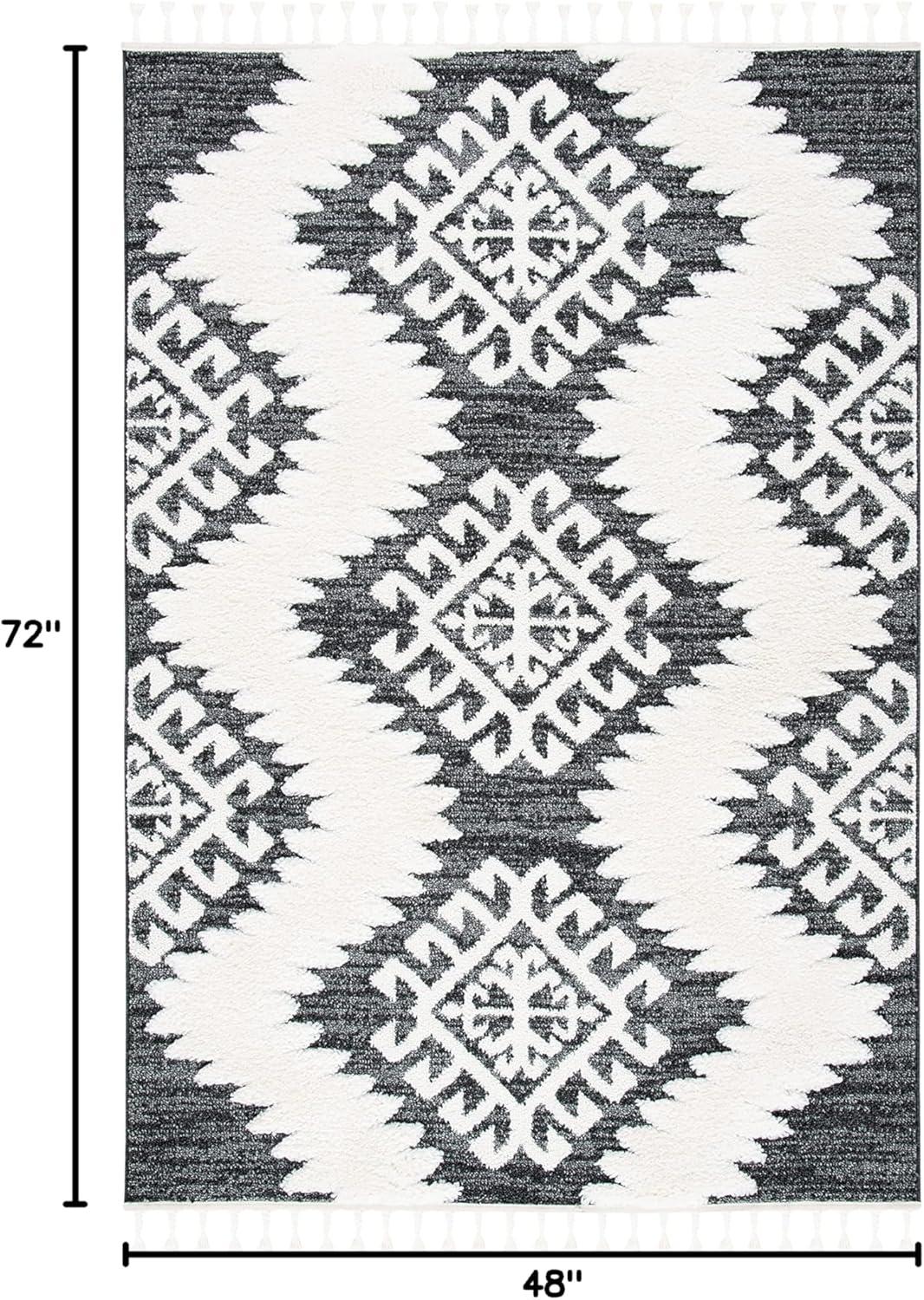 image:imageSAFAVIEH Area Rug 8x10 Moroccan Tassel Shag Collection Large Ivory amp Brown Boho Design NonShedding amp Easy Cleaning Plush Pile Ideal for Living Room Bedroom Dining Space MTS652ADark GreyIvory