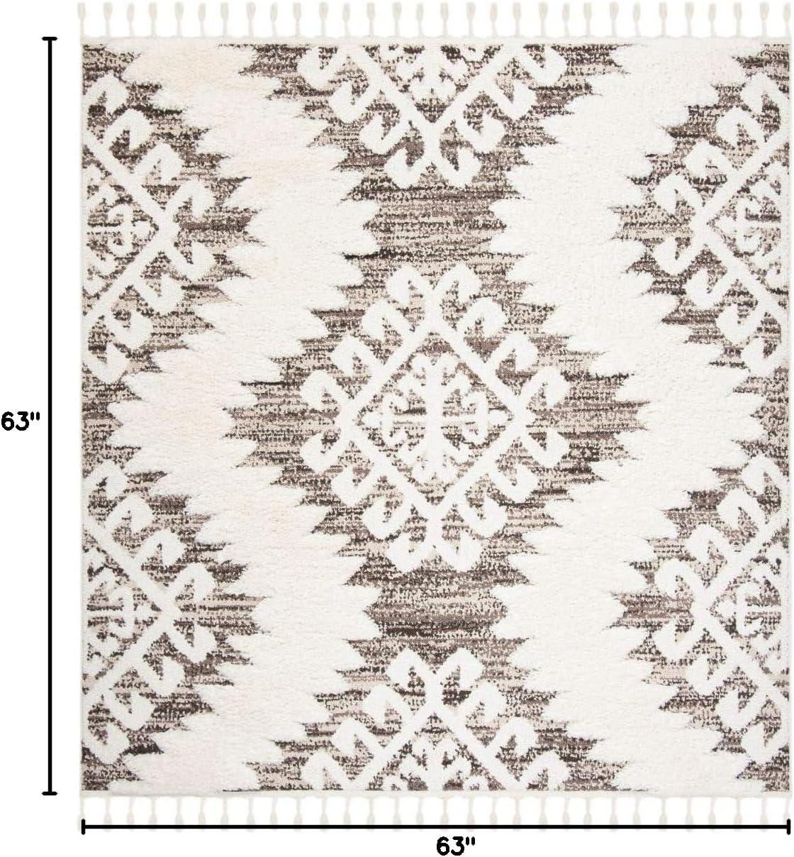 image:imageSAFAVIEH Area Rug 8x10 Moroccan Tassel Shag Collection Large Ivory amp Brown Boho Design NonShedding amp Easy Cleaning Plush Pile Ideal for Living Room Bedroom Dining Space MTS652AIvoryBrown