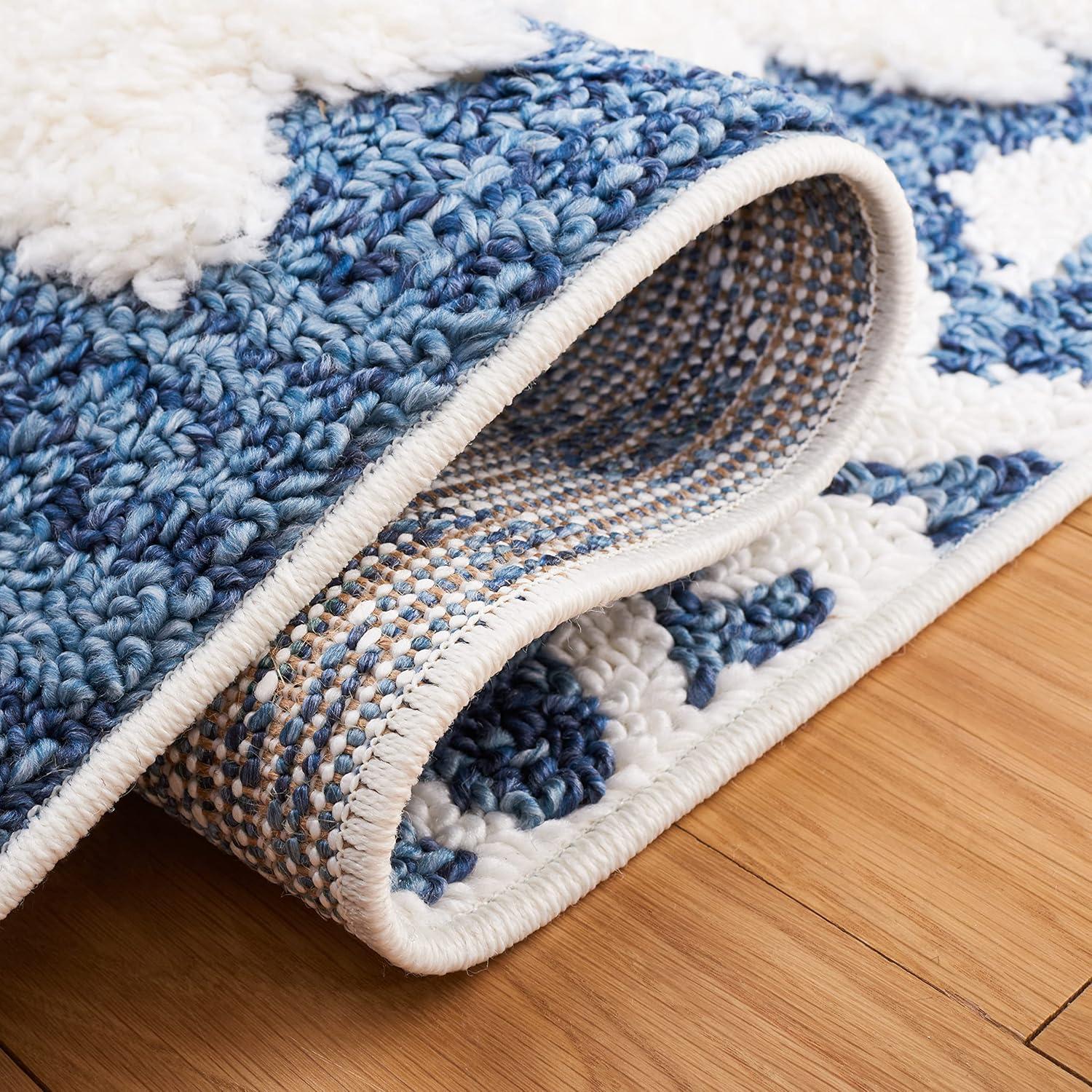 image:imageSAFAVIEH Area Rug 8x10 Moroccan Tassel Shag Collection Large Ivory amp Brown Boho Design NonShedding amp Easy Cleaning Plush Pile Ideal for Living Room Bedroom Dining Space MTS652ABlueIvory