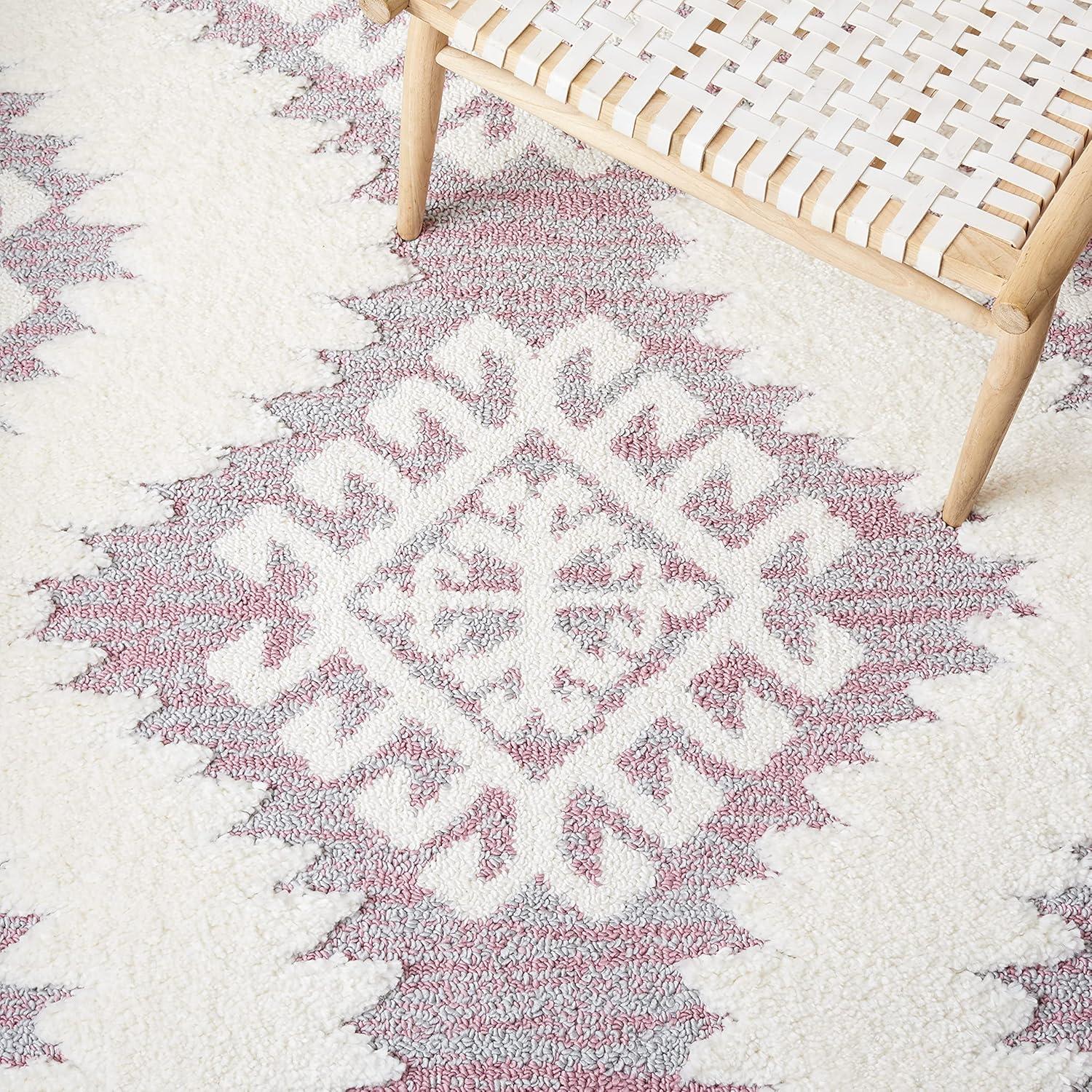 image:imageSAFAVIEH Area Rug 8x10 Moroccan Tassel Shag Collection Large Ivory amp Brown Boho Design NonShedding amp Easy Cleaning Plush Pile Ideal for Living Room Bedroom Dining Space MTS652APinkIvory