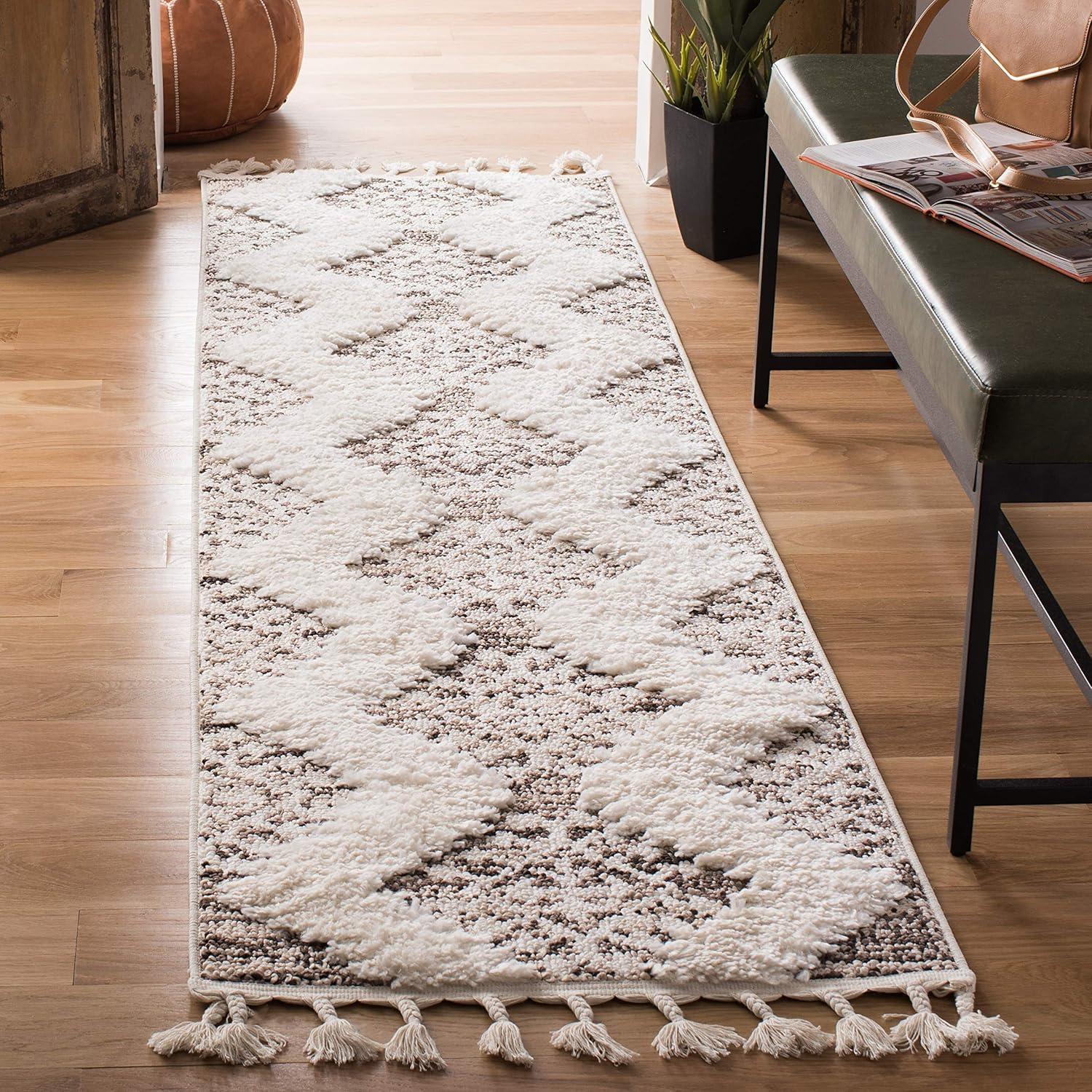 image:imageSAFAVIEH Area Rug 8x10 Moroccan Tassel Shag Collection Large Ivory amp Brown Boho Design NonShedding amp Easy Cleaning Plush Pile Ideal for Living Room Bedroom Dining Space MTS652AIvoryBrown