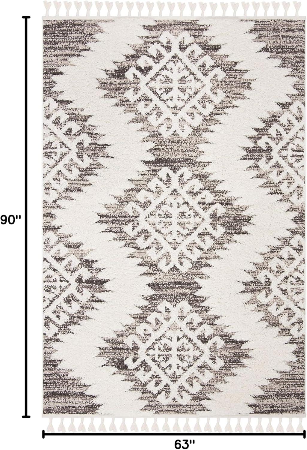 image:imageSAFAVIEH Area Rug 8x10 Moroccan Tassel Shag Collection Large Ivory amp Brown Boho Design NonShedding amp Easy Cleaning Plush Pile Ideal for Living Room Bedroom Dining Space MTS652AIvoryBrown