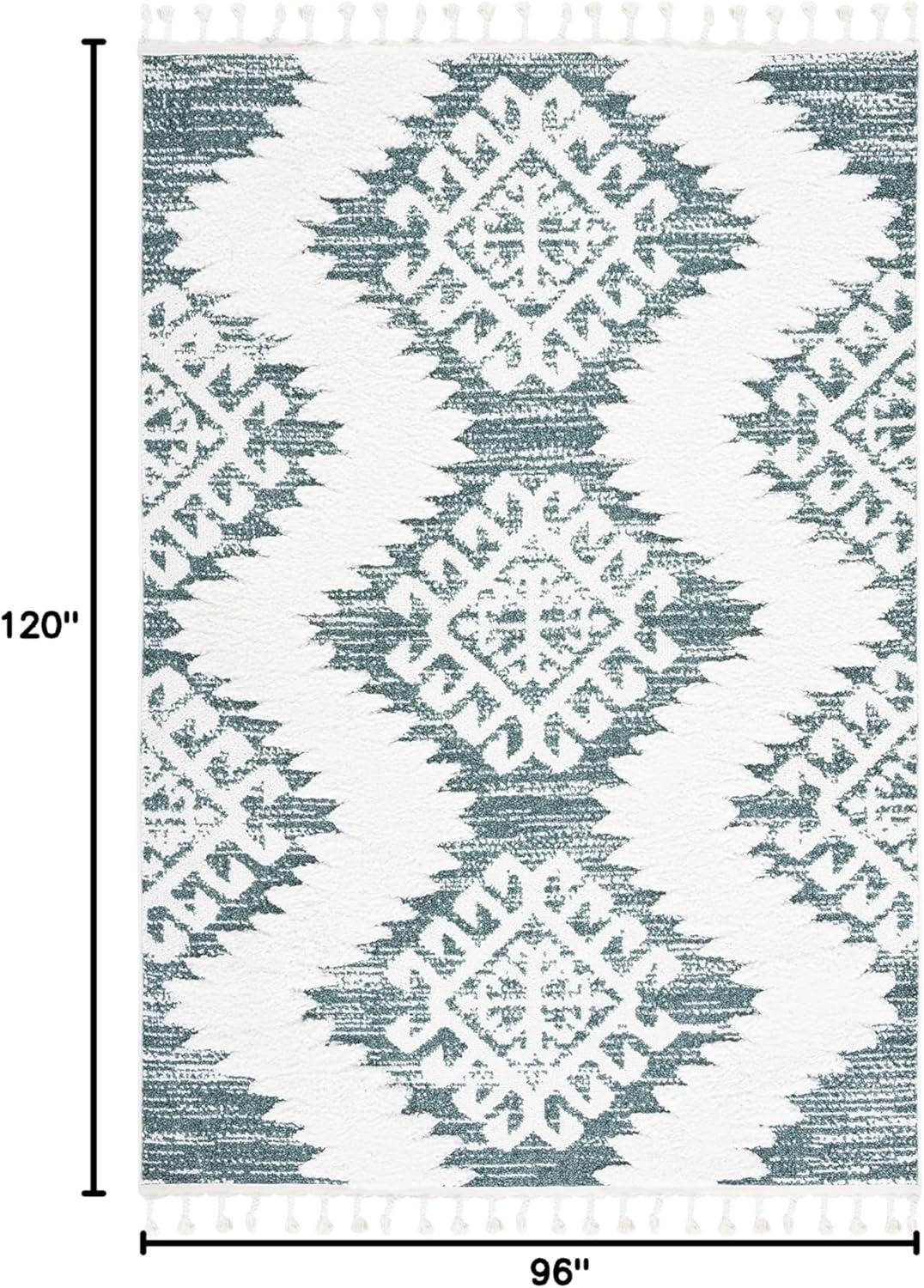 image:imageSAFAVIEH Area Rug 8x10 Moroccan Tassel Shag Collection Large Ivory amp Brown Boho Design NonShedding amp Easy Cleaning Plush Pile Ideal for Living Room Bedroom Dining Space MTS652AGreenIvory