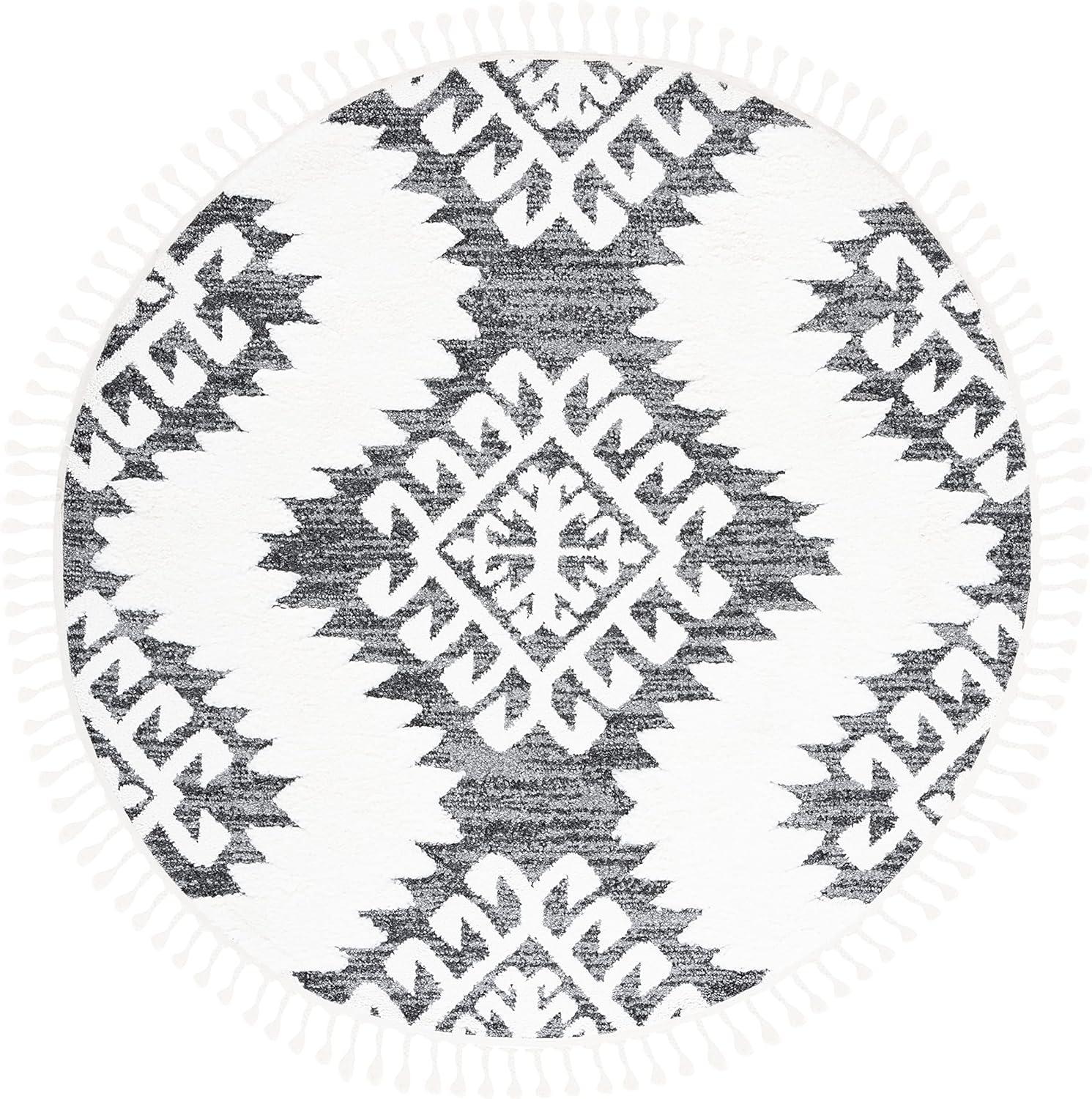 image:imageSAFAVIEH Area Rug 8x10 Moroccan Tassel Shag Collection Large Ivory amp Brown Boho Design NonShedding amp Easy Cleaning Plush Pile Ideal for Living Room Bedroom Dining Space MTS652ADark GreyIvory