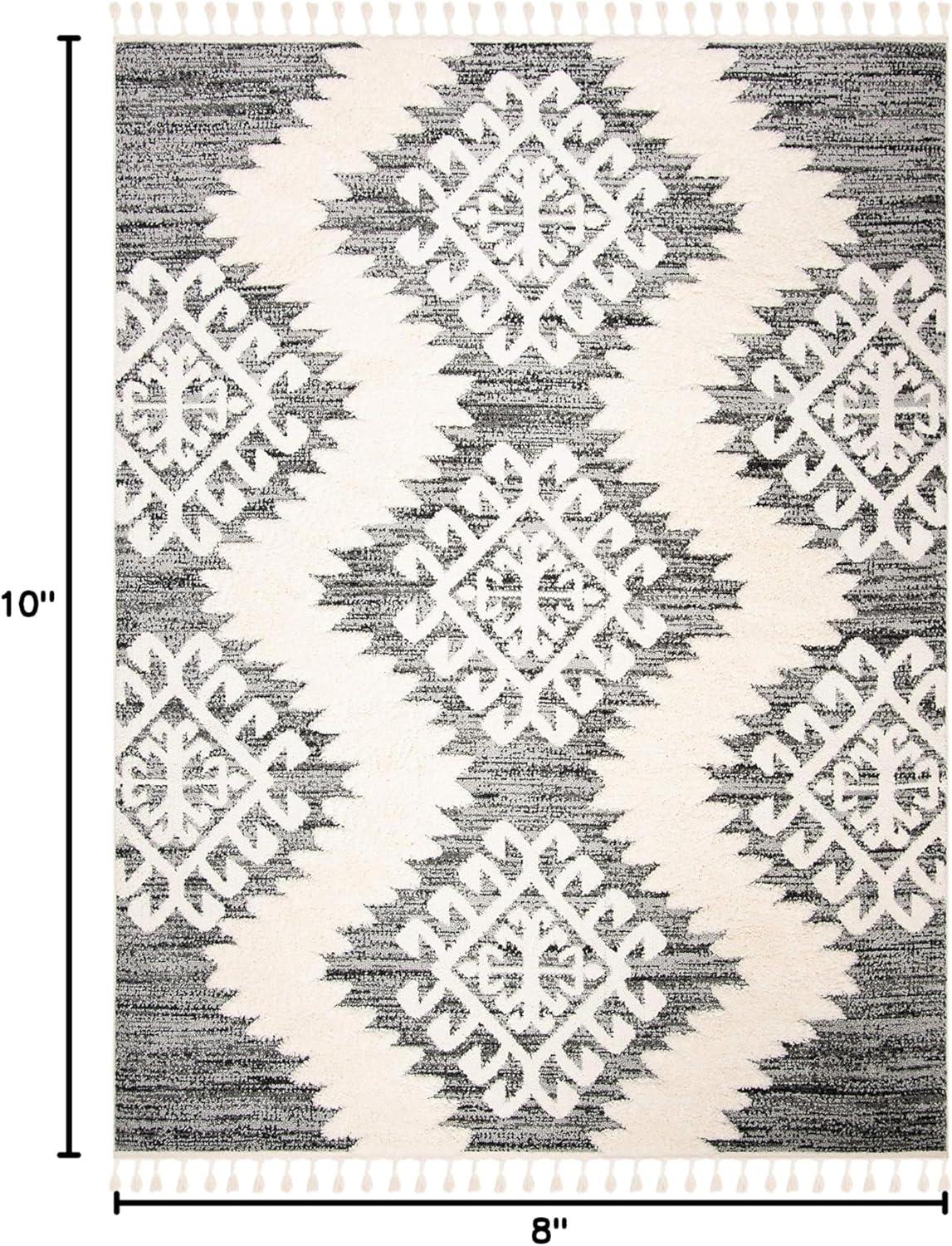 image:imageSAFAVIEH Area Rug 8x10 Moroccan Tassel Shag Collection Large Ivory amp Brown Boho Design NonShedding amp Easy Cleaning Plush Pile Ideal for Living Room Bedroom Dining Space MTS652AIvoryGrey