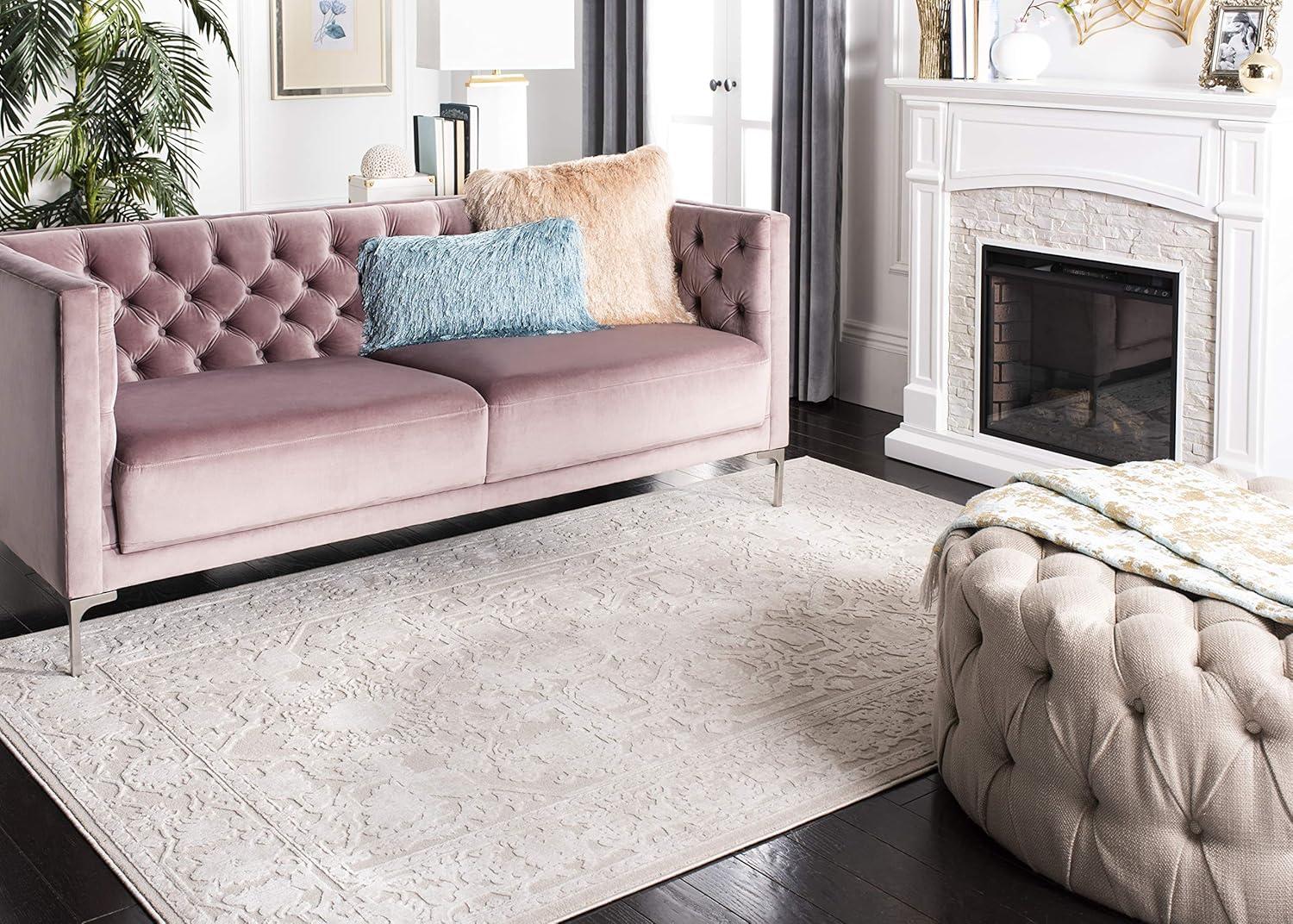 image:imageSAFAVIEH Area Rug 8x10 Reflection Collection Large Light Grey amp Cream NonShedding amp Easy Cleaning Ideal for Living Room Bedroom Dining Space RFT665CCremeIvory