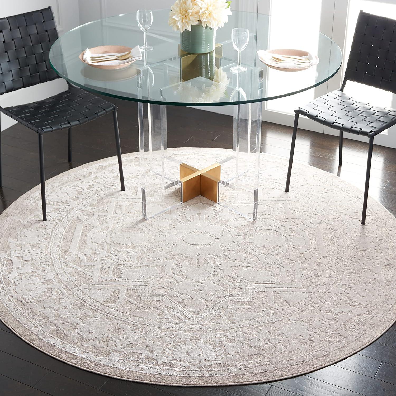 image:imageSAFAVIEH Area Rug 8x10 Reflection Collection Large Light Grey amp Cream NonShedding amp Easy Cleaning Ideal for Living Room Bedroom Dining Space RFT665CBeigeCream
