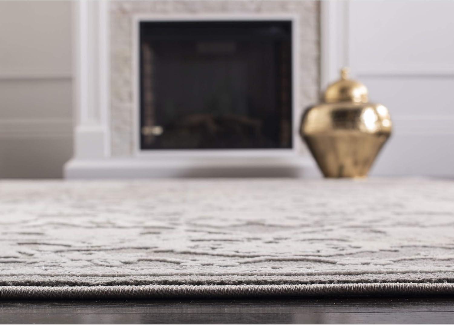 image:imageSAFAVIEH Area Rug 8x10 Reflection Collection Large Light Grey amp Cream NonShedding amp Easy Cleaning Ideal for Living Room Bedroom Dining Space RFT665CDark GreyCream