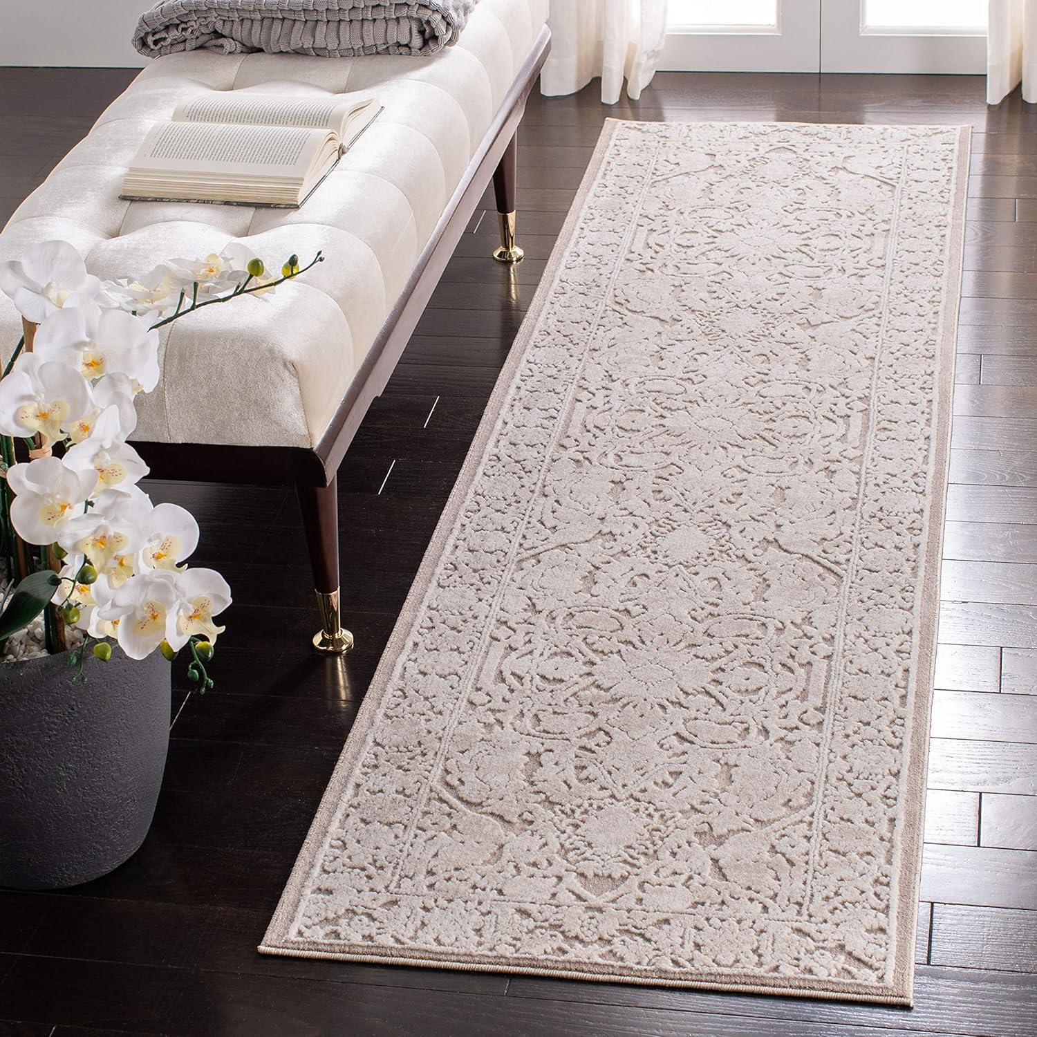 image:imageSAFAVIEH Area Rug 8x10 Reflection Collection Large Light Grey amp Cream NonShedding amp Easy Cleaning Ideal for Living Room Bedroom Dining Space RFT665CBeigeCream
