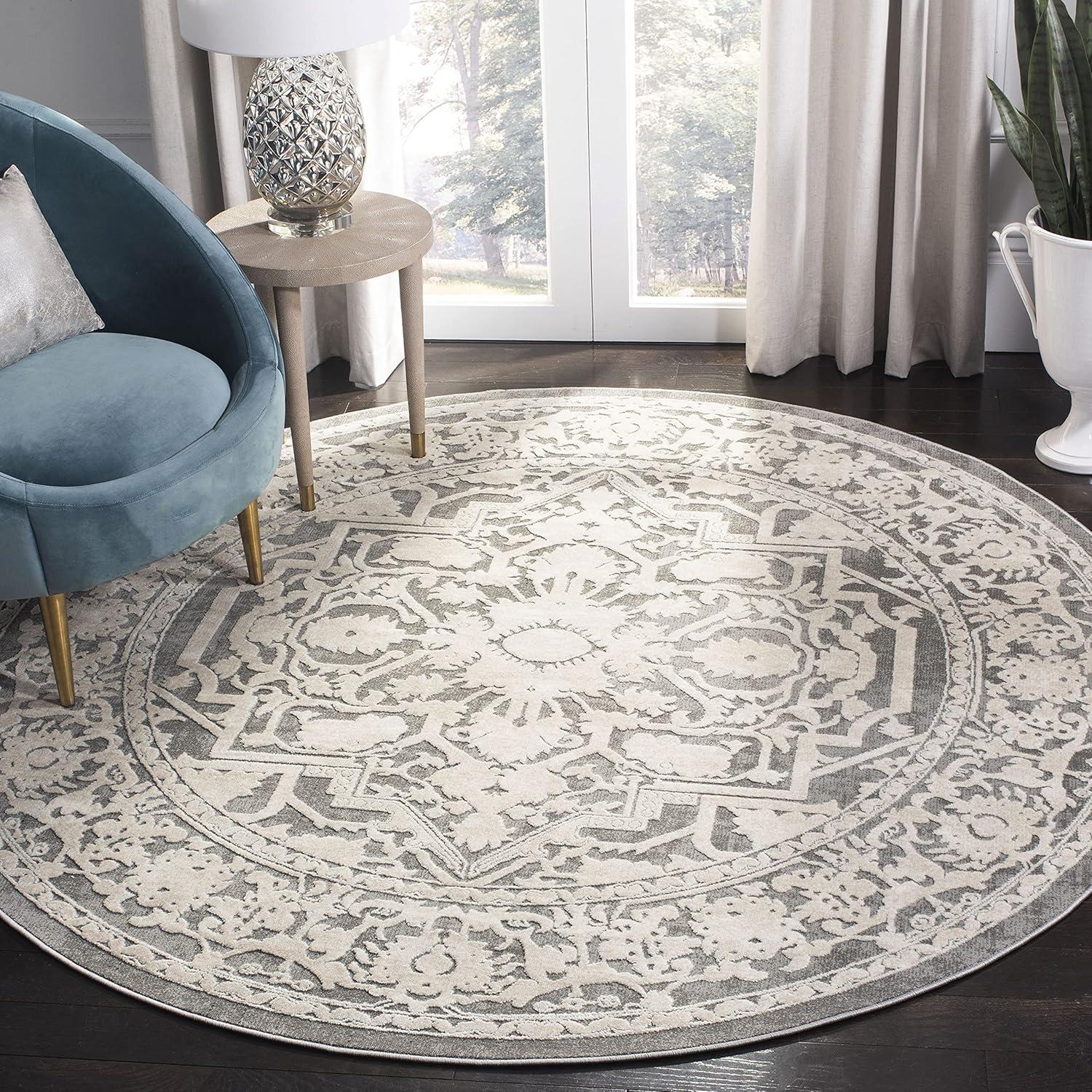 image:imageSAFAVIEH Area Rug 8x10 Reflection Collection Large Light Grey amp Cream NonShedding amp Easy Cleaning Ideal for Living Room Bedroom Dining Space RFT665CDark GreyCream