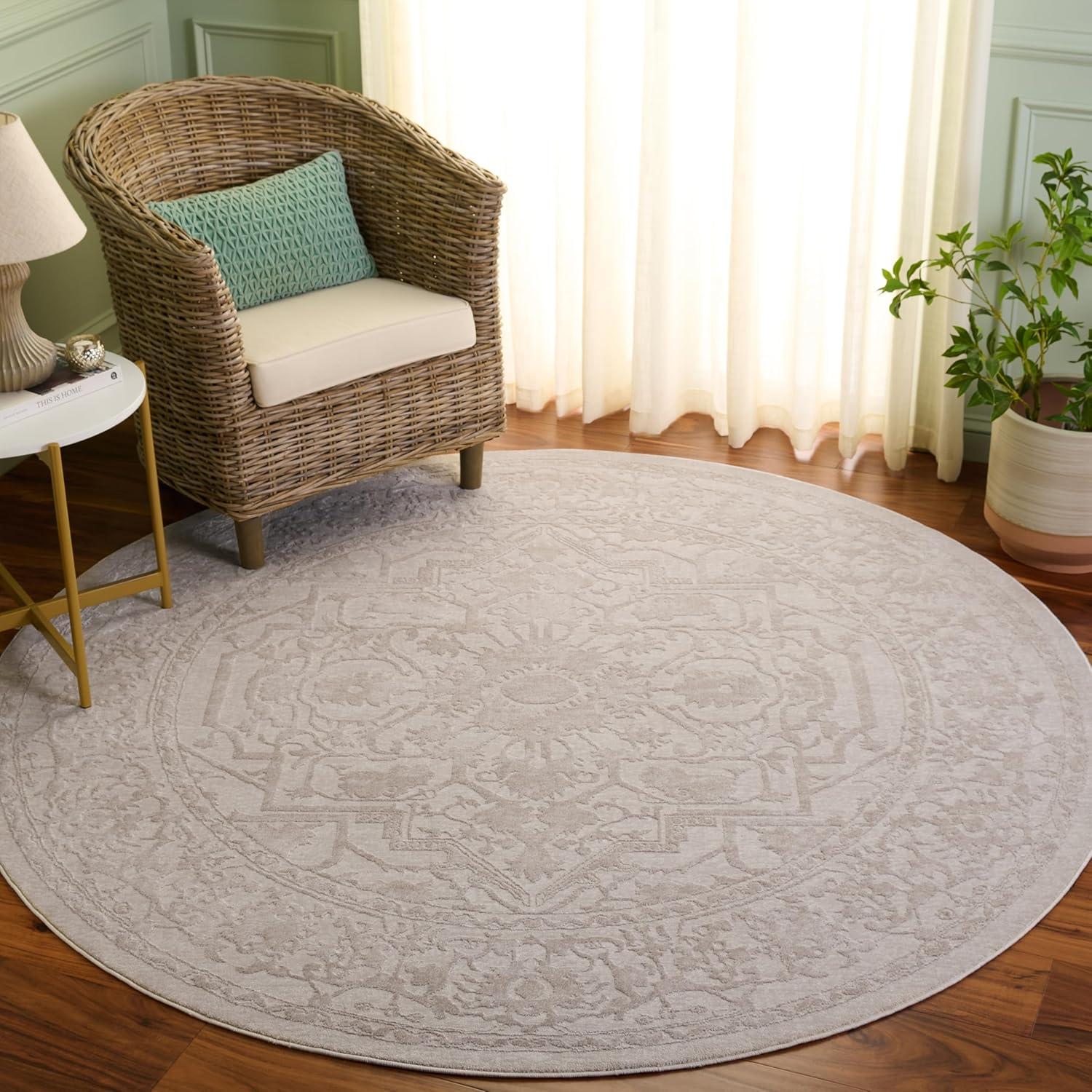 image:imageSAFAVIEH Area Rug 8x10 Reflection Collection Large Light Grey amp Cream NonShedding amp Easy Cleaning Ideal for Living Room Bedroom Dining Space RFT665CCremeIvory