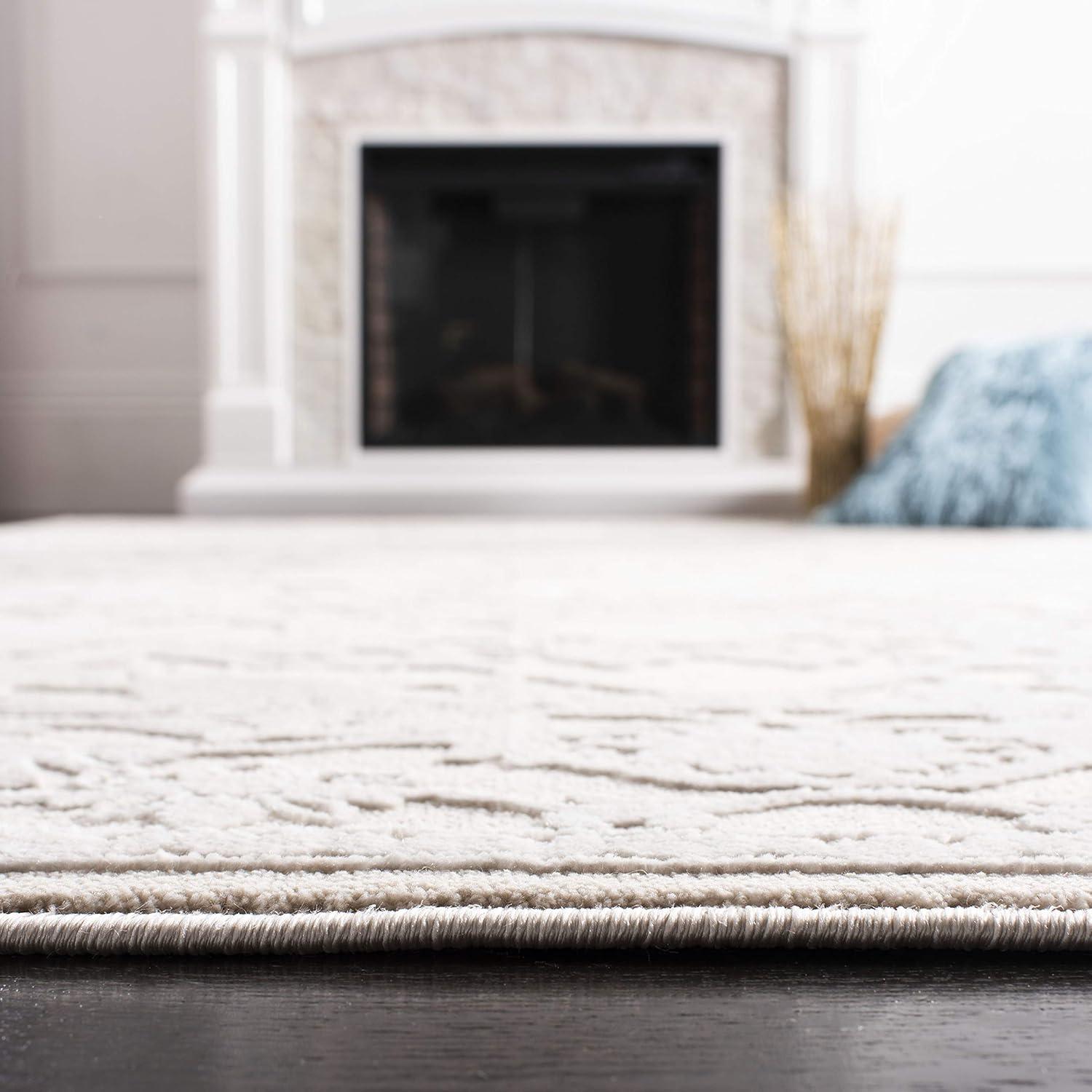 image:imageSAFAVIEH Area Rug 8x10 Reflection Collection Large Light Grey amp Cream NonShedding amp Easy Cleaning Ideal for Living Room Bedroom Dining Space RFT665CCremeIvory
