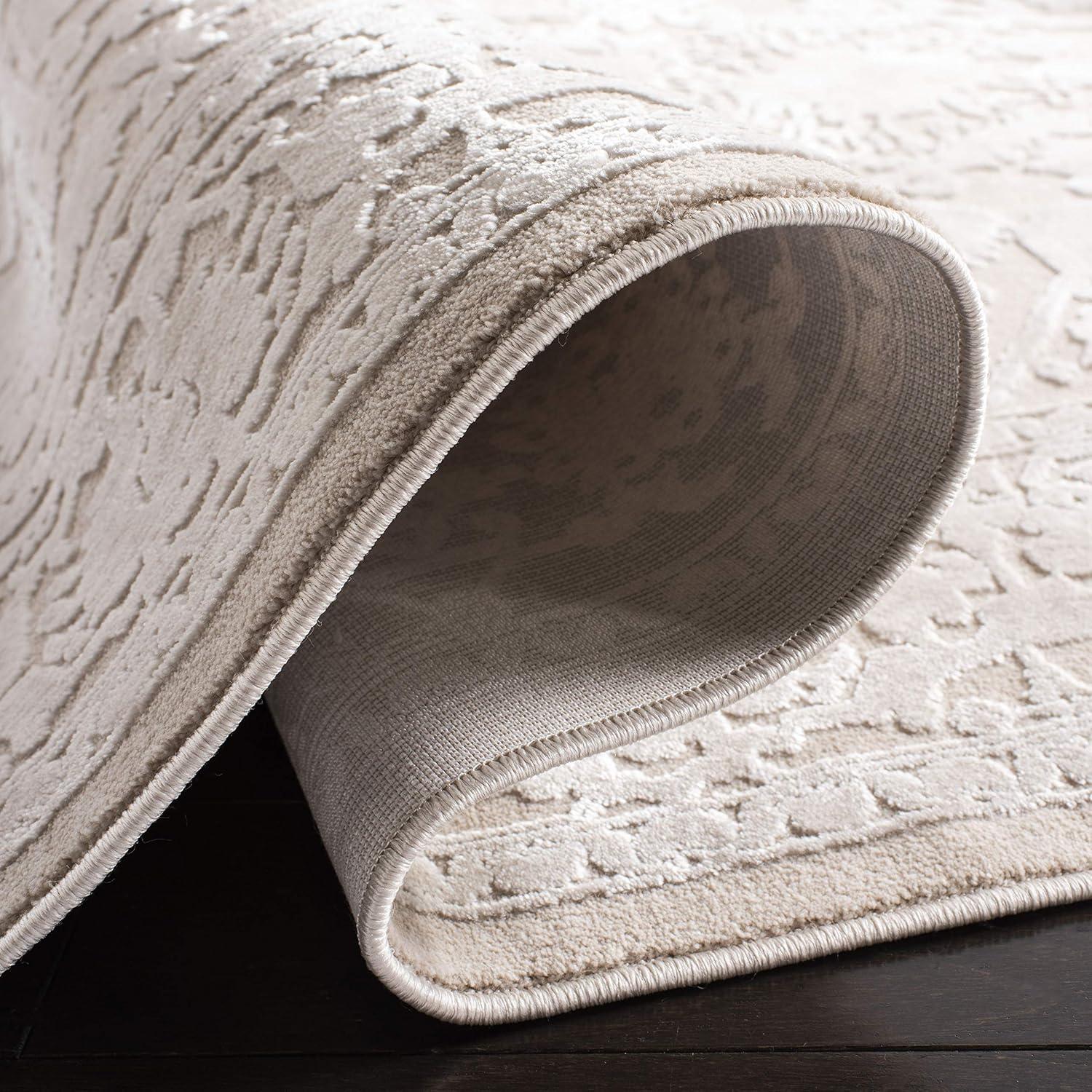 image:imageSAFAVIEH Area Rug 8x10 Reflection Collection Large Light Grey amp Cream NonShedding amp Easy Cleaning Ideal for Living Room Bedroom Dining Space RFT665CCremeIvory