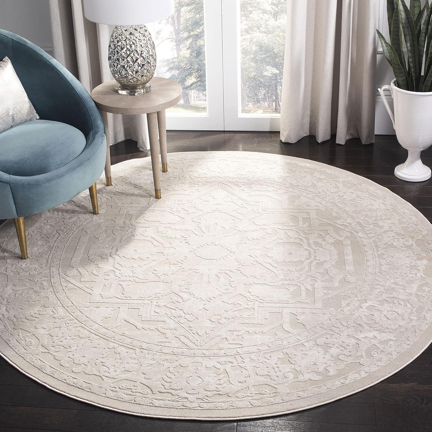 image:imageSAFAVIEH Area Rug 8x10 Reflection Collection Large Light Grey amp Cream NonShedding amp Easy Cleaning Ideal for Living Room Bedroom Dining Space RFT665CCremeIvory