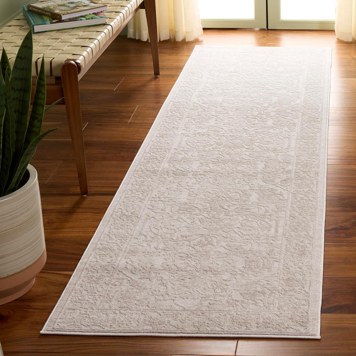 image:imageSAFAVIEH Area Rug 8x10 Reflection Collection Large Light Grey amp Cream NonShedding amp Easy Cleaning Ideal for Living Room Bedroom Dining Space RFT665CCremeIvory