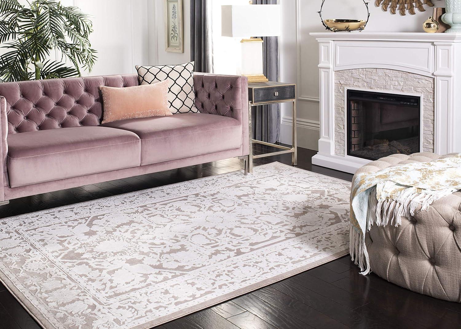 image:imageSAFAVIEH Area Rug 8x10 Reflection Collection Large Light Grey amp Cream NonShedding amp Easy Cleaning Ideal for Living Room Bedroom Dining Space RFT665CBeigeCream