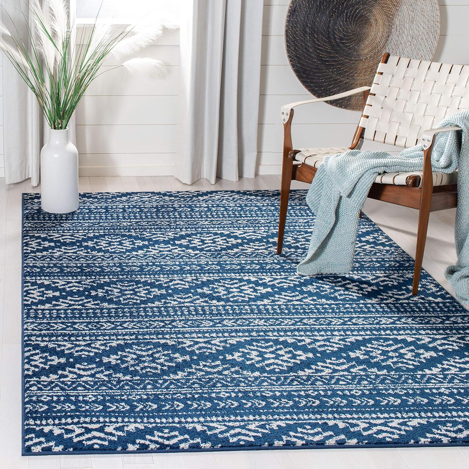 image:imageSAFAVIEH Area Rug 8x10 Tulum Collection Large Ivory amp Navy Moroccan Boho Tribal Design NonShedding amp Easy to Clean Ideal for Living Room Bedroom Dining Space TUL272DNavyIvory