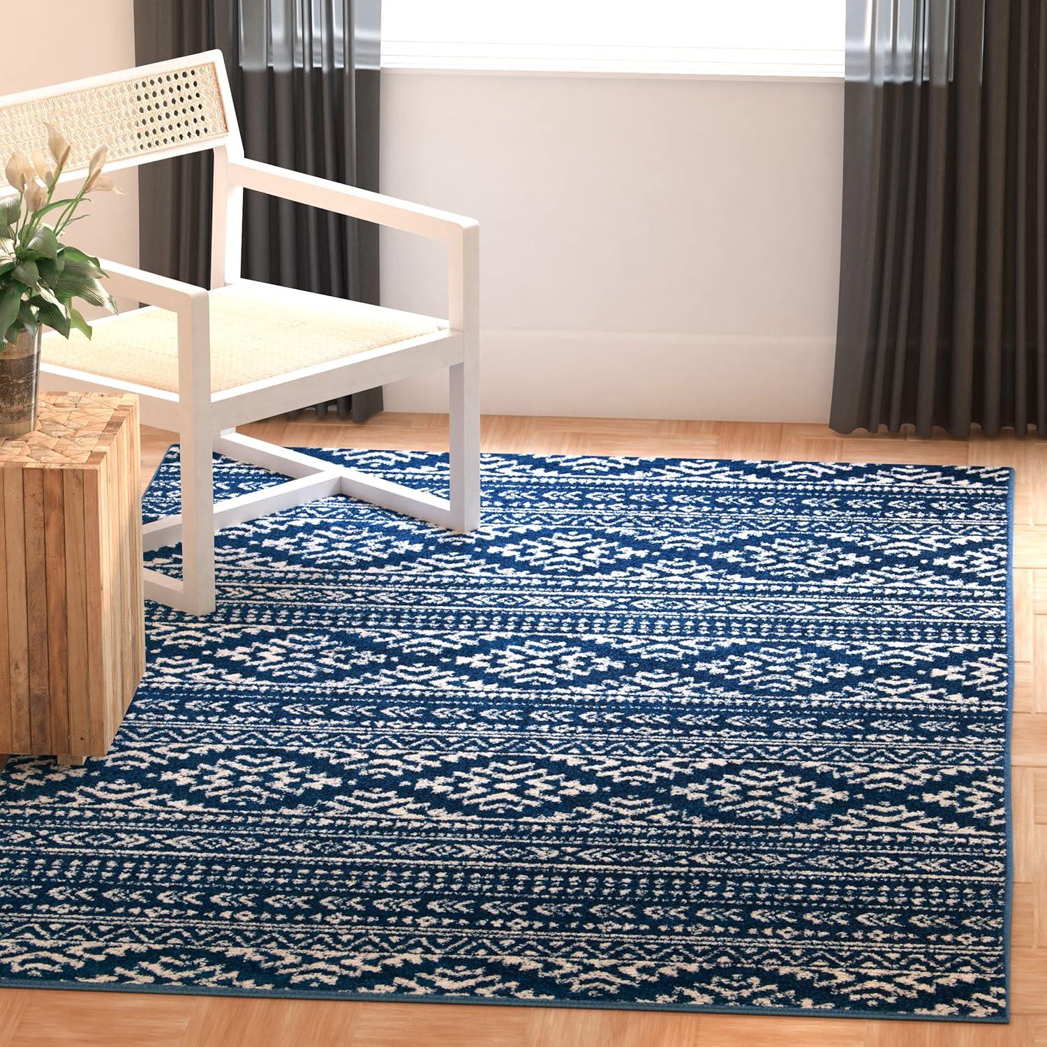image:imageSAFAVIEH Area Rug 8x10 Tulum Collection Large Ivory amp Navy Moroccan Boho Tribal Design NonShedding amp Easy to Clean Ideal for Living Room Bedroom Dining Space TUL272DNavyIvory