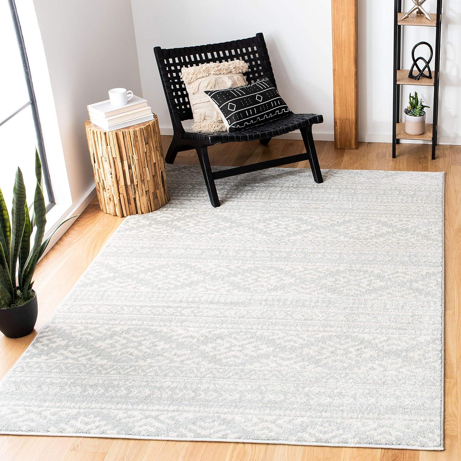 image:imageSAFAVIEH Area Rug 8x10 Tulum Collection Large Ivory amp Navy Moroccan Boho Tribal Design NonShedding amp Easy to Clean Ideal for Living Room Bedroom Dining Space TUL272DLight GreyIvory