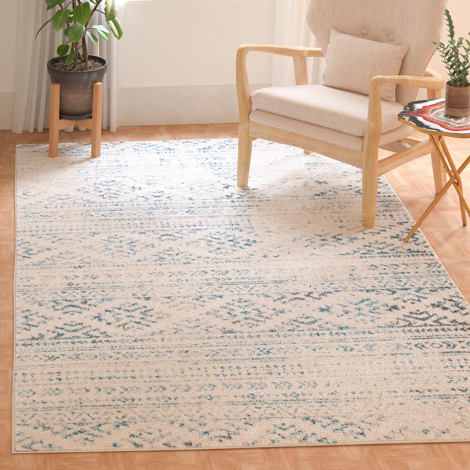 image:imageSAFAVIEH Area Rug 8x10 Tulum Collection Large Ivory amp Navy Moroccan Boho Tribal Design NonShedding amp Easy to Clean Ideal for Living Room Bedroom Dining Space TUL272DIvoryTurquoise