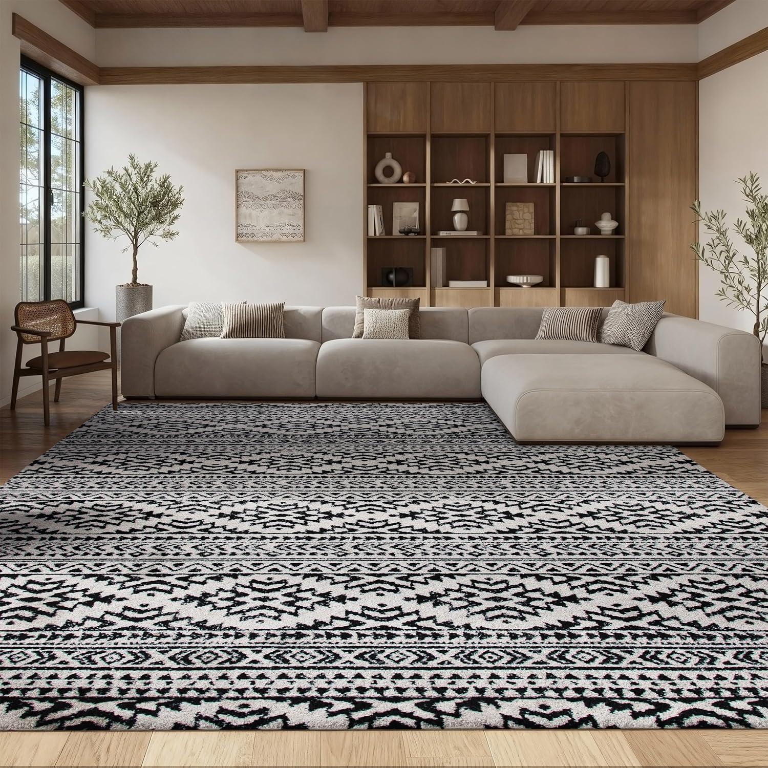 image:imageSAFAVIEH Area Rug 8x10 Tulum Collection Large Ivory amp Navy Moroccan Boho Tribal Design NonShedding amp Easy to Clean Ideal for Living Room Bedroom Dining Space TUL272DIvoryBlack