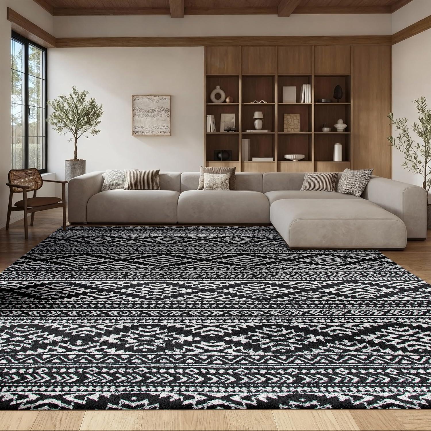 image:imageSAFAVIEH Area Rug 8x10 Tulum Collection Large Ivory amp Navy Moroccan Boho Tribal Design NonShedding amp Easy to Clean Ideal for Living Room Bedroom Dining Space TUL272DBlackIvory