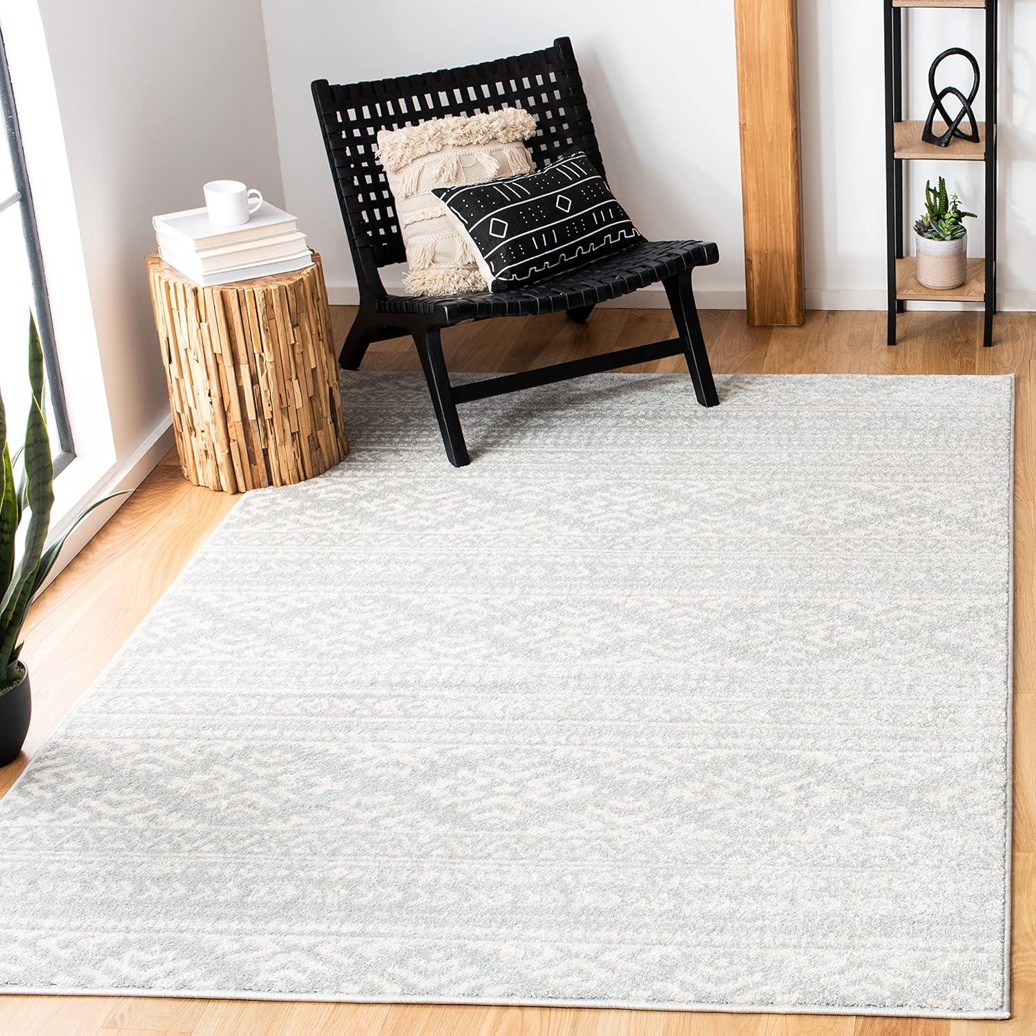 image:imageSAFAVIEH Area Rug 8x10 Tulum Collection Large Ivory amp Navy Moroccan Boho Tribal Design NonShedding amp Easy to Clean Ideal for Living Room Bedroom Dining Space TUL272DLight GreyIvory