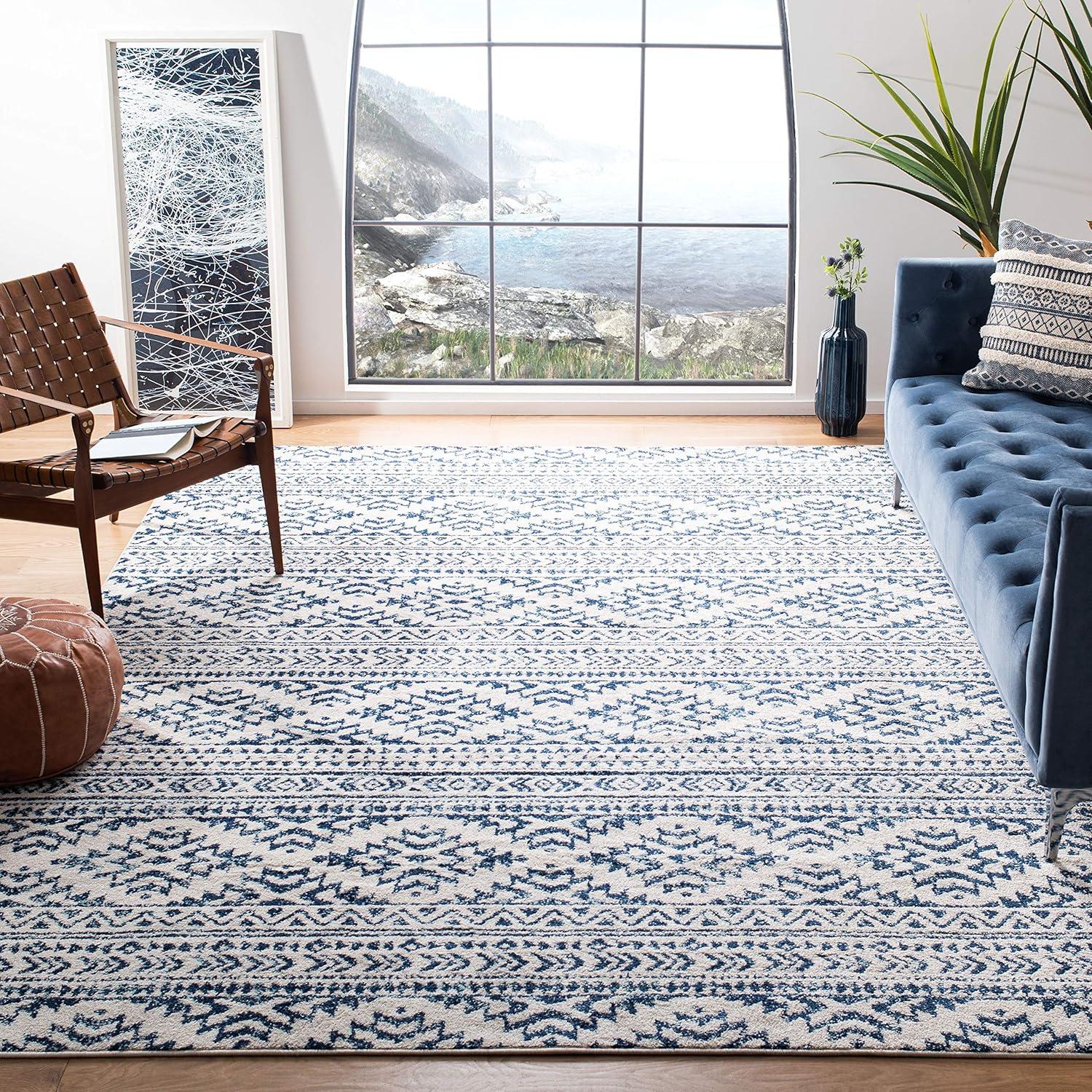 image:imageSAFAVIEH Area Rug 8x10 Tulum Collection Large Ivory amp Navy Moroccan Boho Tribal Design NonShedding amp Easy to Clean Ideal for Living Room Bedroom Dining Space TUL272DIvoryNavy