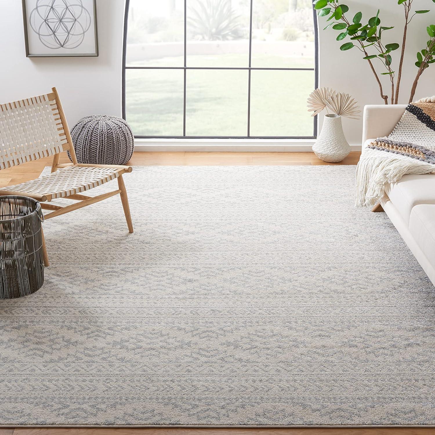 image:imageSAFAVIEH Area Rug 8x10 Tulum Collection Large Ivory amp Navy Moroccan Boho Tribal Design NonShedding amp Easy to Clean Ideal for Living Room Bedroom Dining Space TUL272DIvoryLight Grey