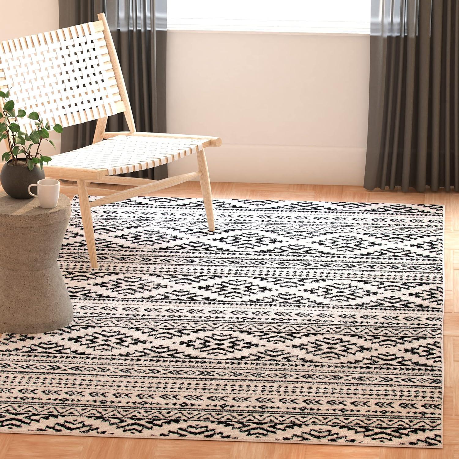 image:imageSAFAVIEH Area Rug 8x10 Tulum Collection Large Ivory amp Navy Moroccan Boho Tribal Design NonShedding amp Easy to Clean Ideal for Living Room Bedroom Dining Space TUL272DIvoryBlack