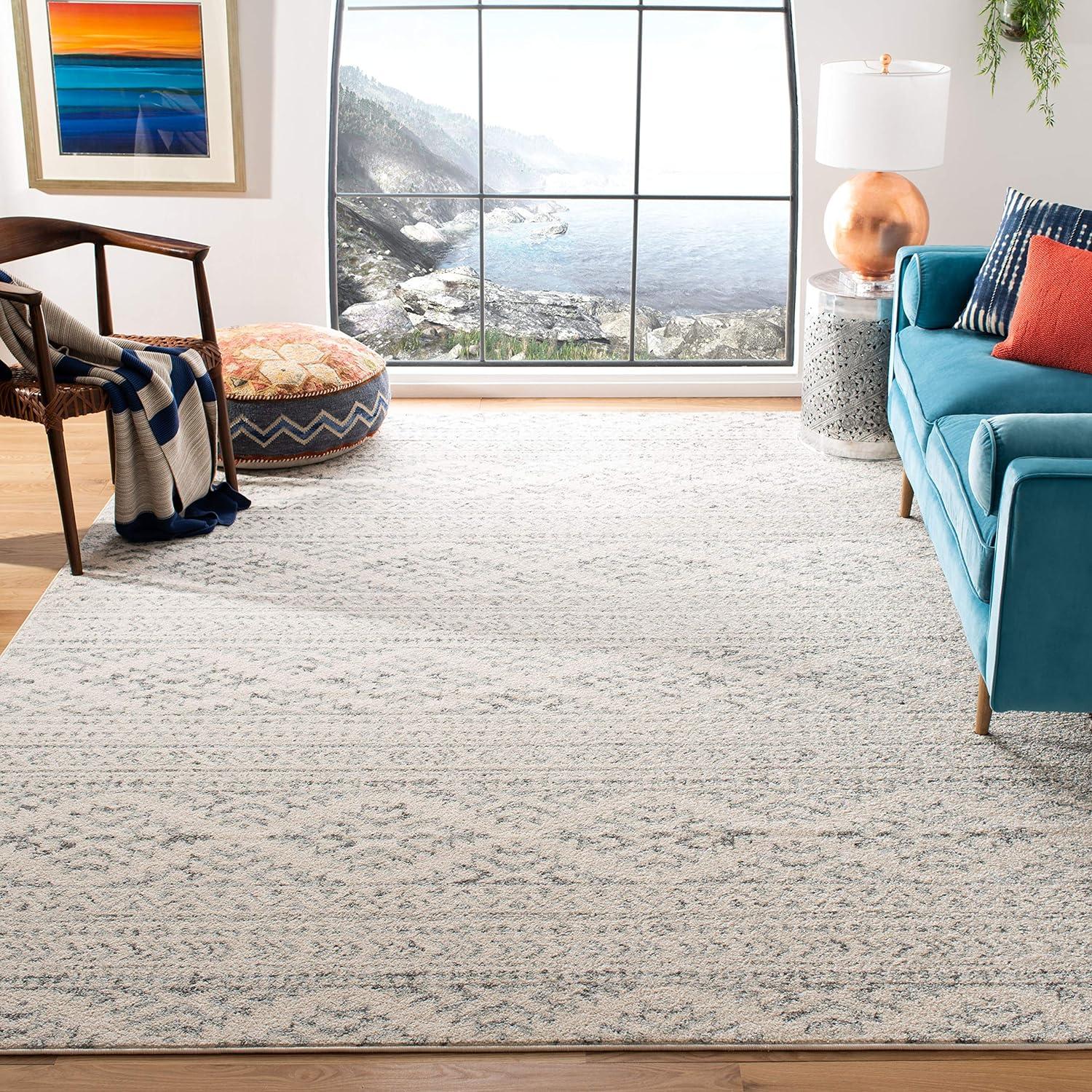 image:imageSAFAVIEH Area Rug 8x10 Tulum Collection Large Ivory amp Navy Moroccan Boho Tribal Design NonShedding amp Easy to Clean Ideal for Living Room Bedroom Dining Space TUL272DIvoryGrey