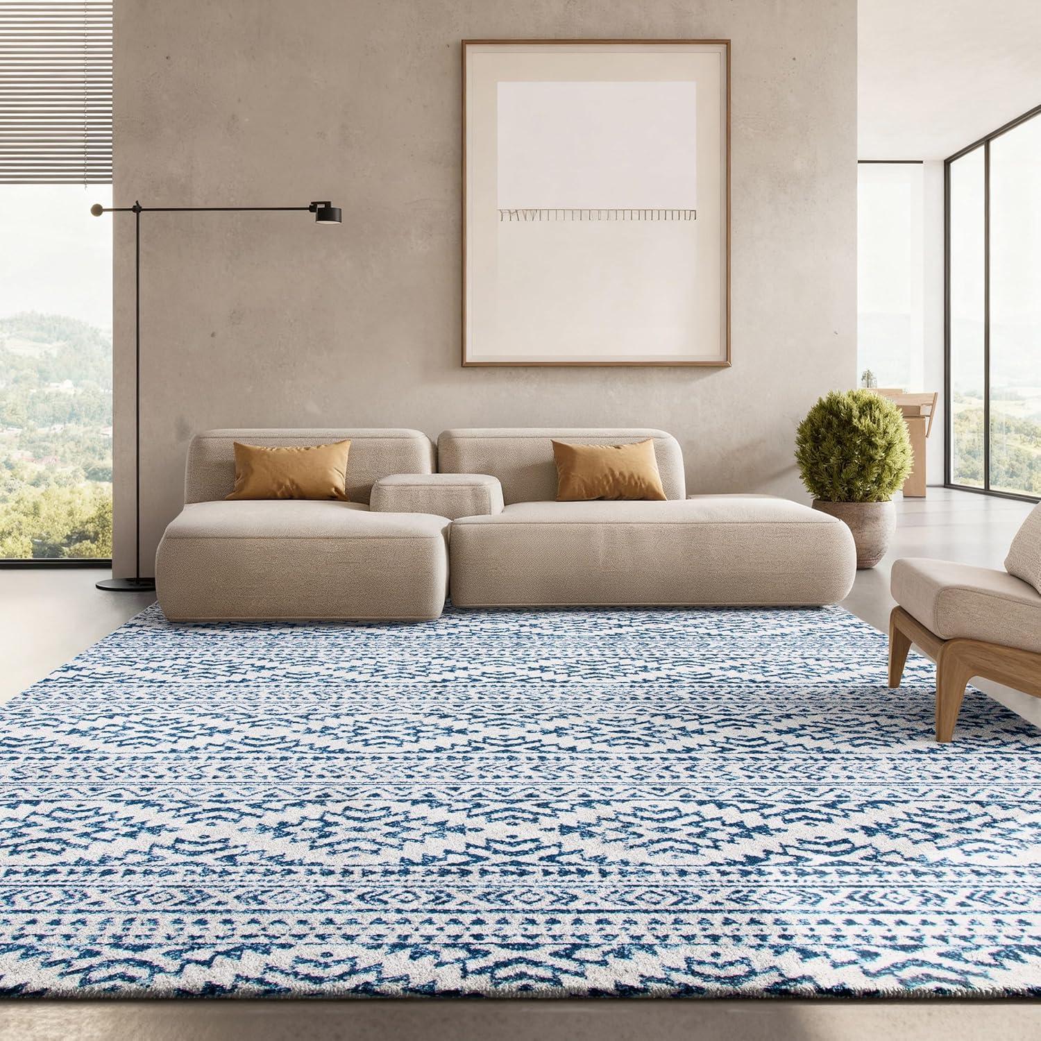image:imageSAFAVIEH Area Rug 8x10 Tulum Collection Large Ivory amp Navy Moroccan Boho Tribal Design NonShedding amp Easy to Clean Ideal for Living Room Bedroom Dining Space TUL272DIvoryNavy