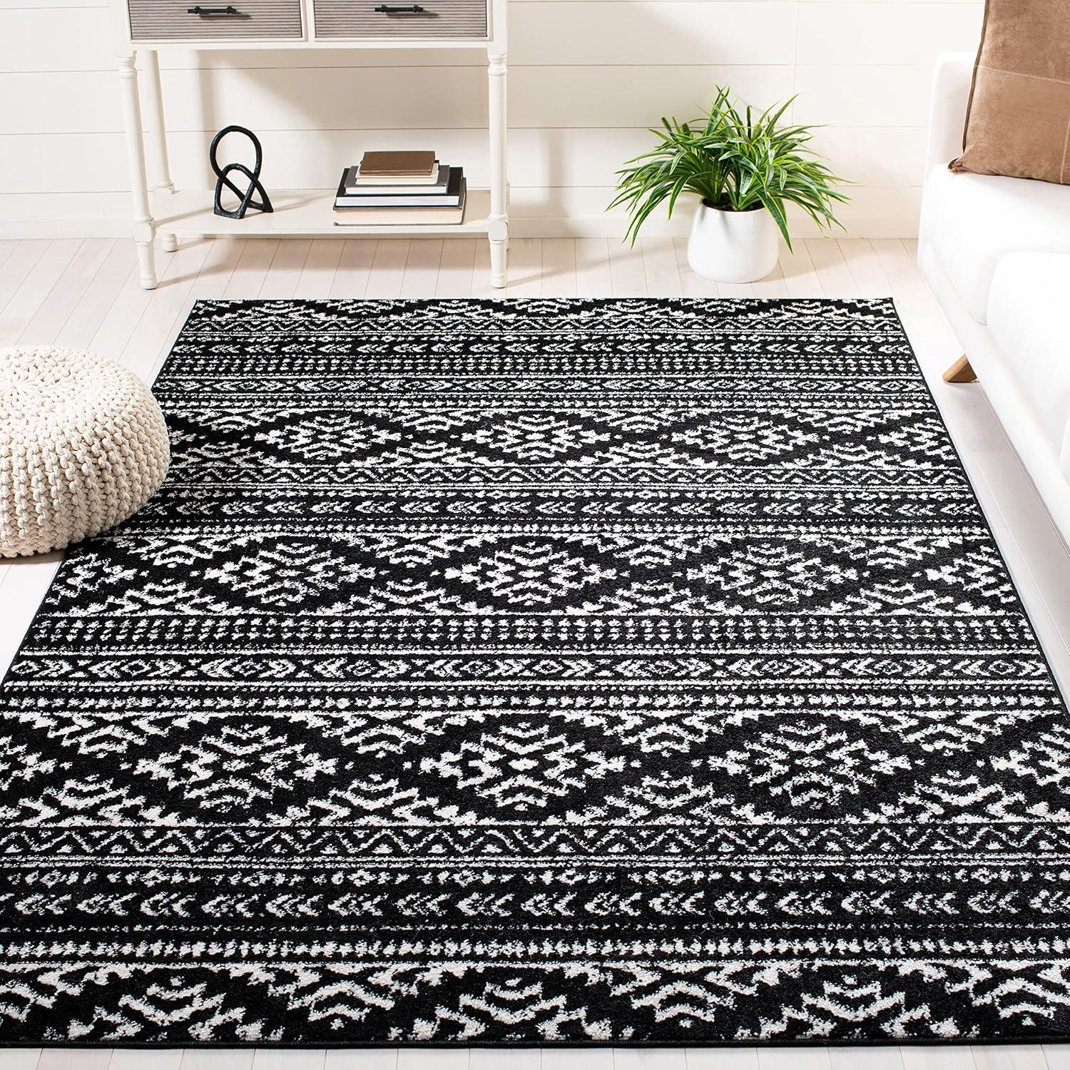 image:imageSAFAVIEH Area Rug 8x10 Tulum Collection Large Ivory amp Navy Moroccan Boho Tribal Design NonShedding amp Easy to Clean Ideal for Living Room Bedroom Dining Space TUL272DBlackIvory