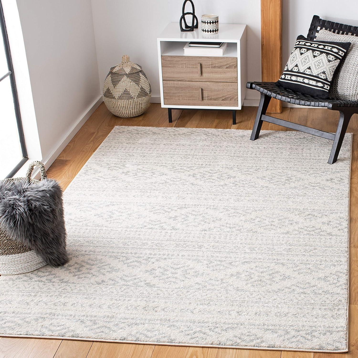 image:imageSAFAVIEH Area Rug 8x10 Tulum Collection Large Ivory amp Navy Moroccan Boho Tribal Design NonShedding amp Easy to Clean Ideal for Living Room Bedroom Dining Space TUL272DIvoryLight Grey