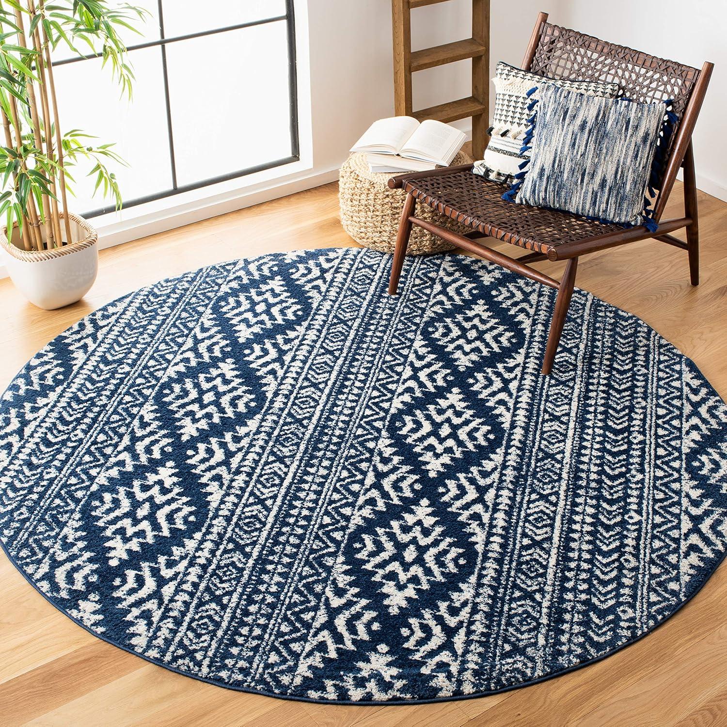 image:imageSAFAVIEH Area Rug 8x10 Tulum Collection Large Ivory amp Navy Moroccan Boho Tribal Design NonShedding amp Easy to Clean Ideal for Living Room Bedroom Dining Space TUL272DNavyIvory