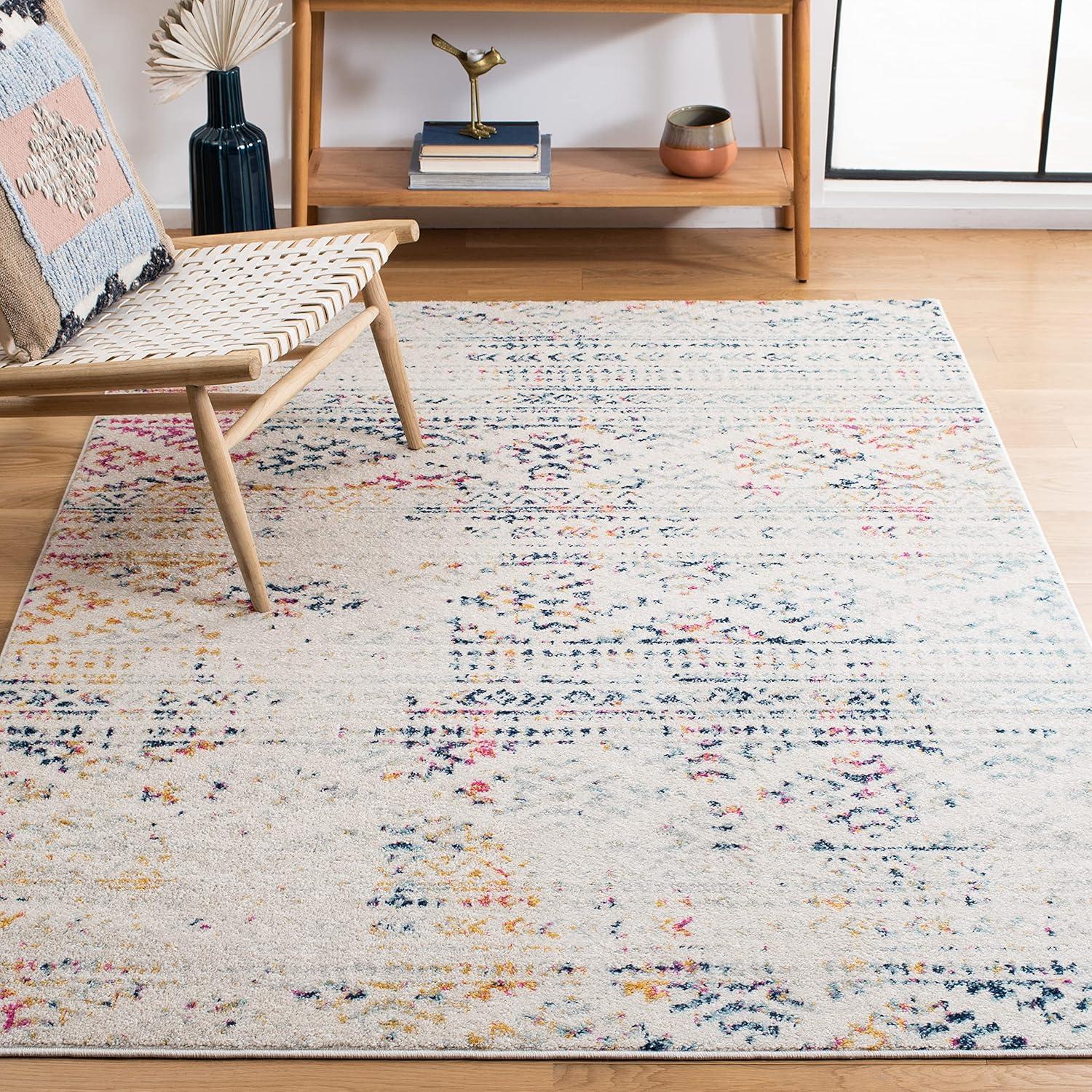 image:imageSAFAVIEH Area Rug 8x10 Tulum Collection Large Ivory amp Navy Moroccan Boho Tribal Design NonShedding amp Easy to Clean Ideal for Living Room Bedroom Dining Space TUL272DIvoryBlue