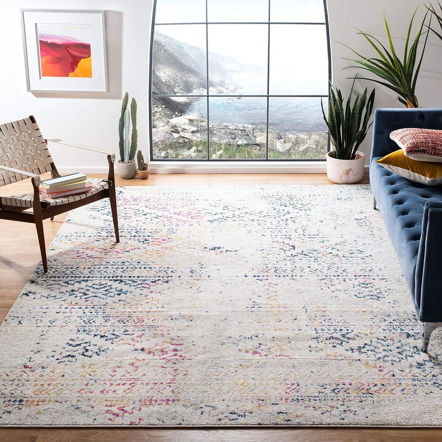 image:imageSAFAVIEH Area Rug 8x10 Tulum Collection Large Ivory amp Navy Moroccan Boho Tribal Design NonShedding amp Easy to Clean Ideal for Living Room Bedroom Dining Space TUL272DIvoryBlue